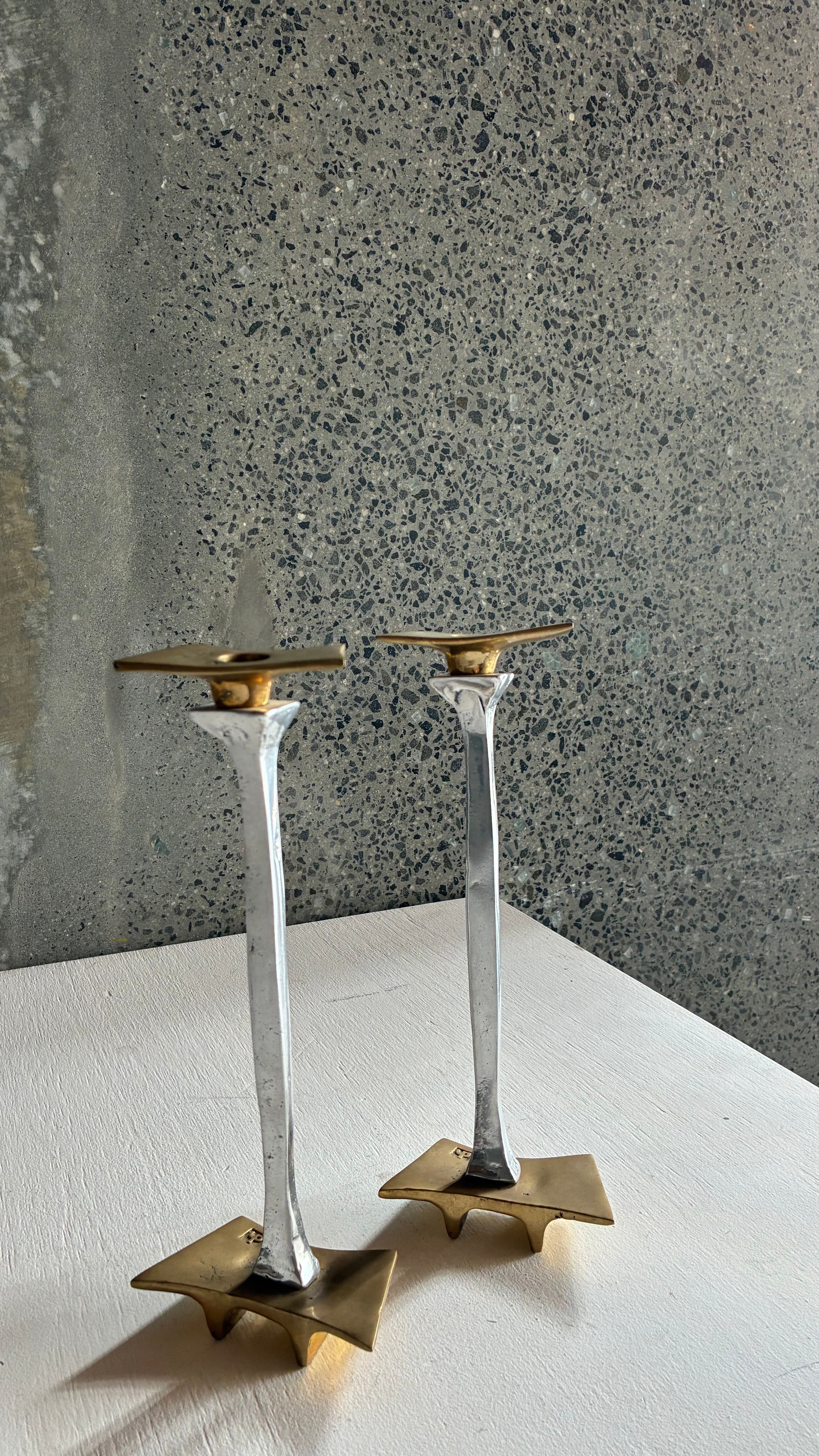 BRUTALIST CANDLESTICKS BY DAVID MARSHALL SPAIN 1970s