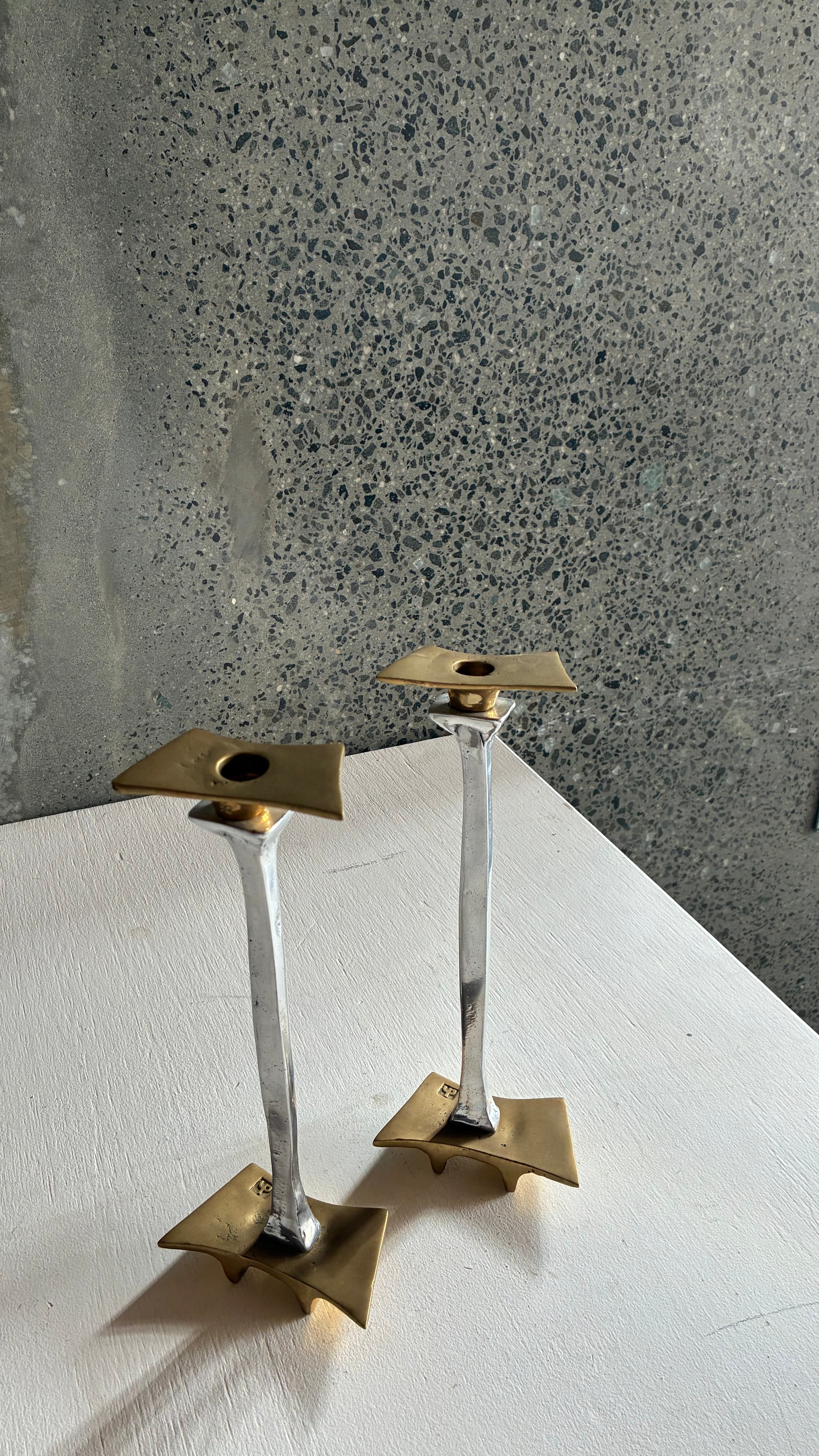 BRUTALIST CANDLESTICKS BY DAVID MARSHALL SPAIN 1970s