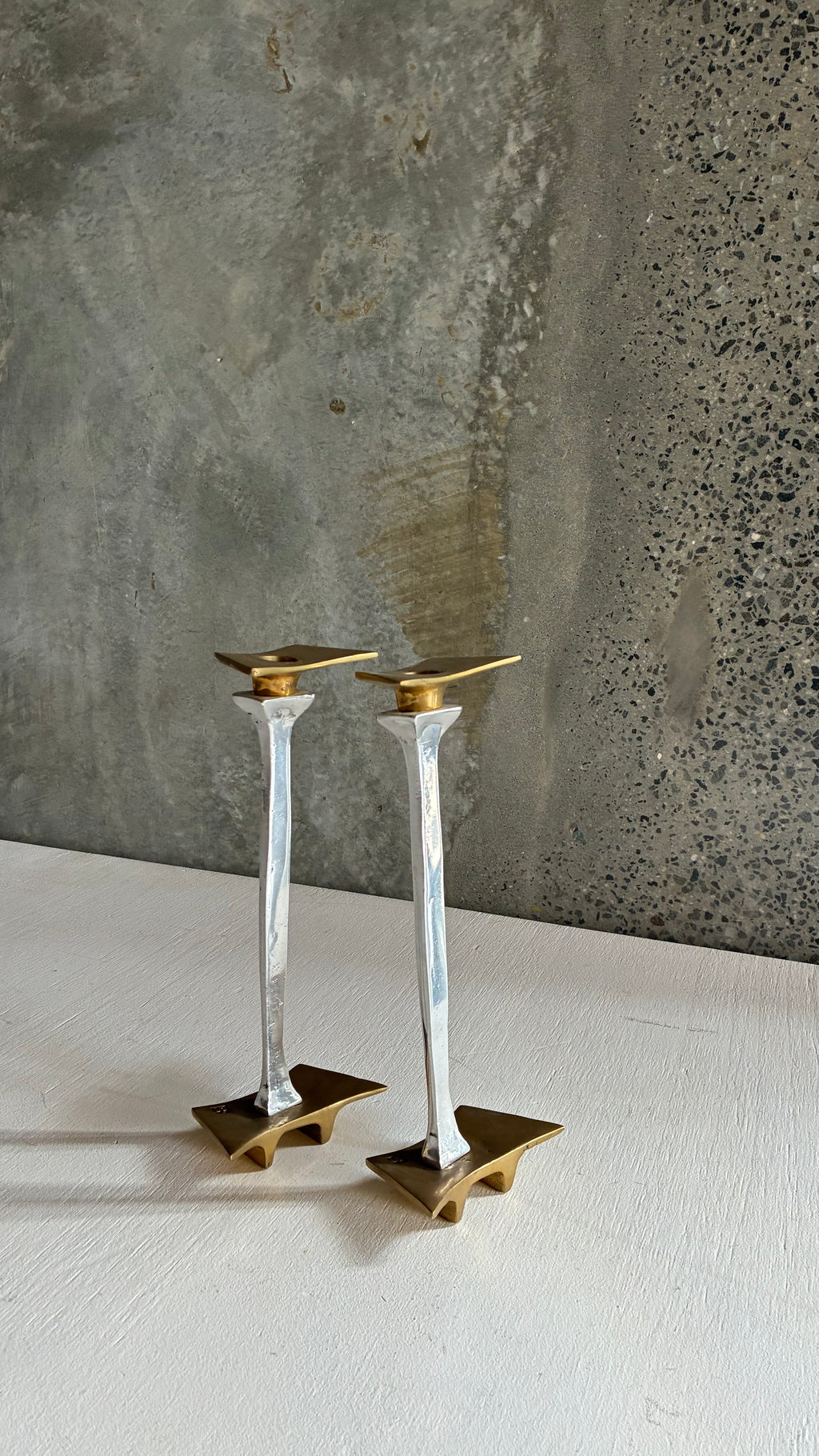 BRUTALIST CANDLESTICKS BY DAVID MARSHALL SPAIN 1970s