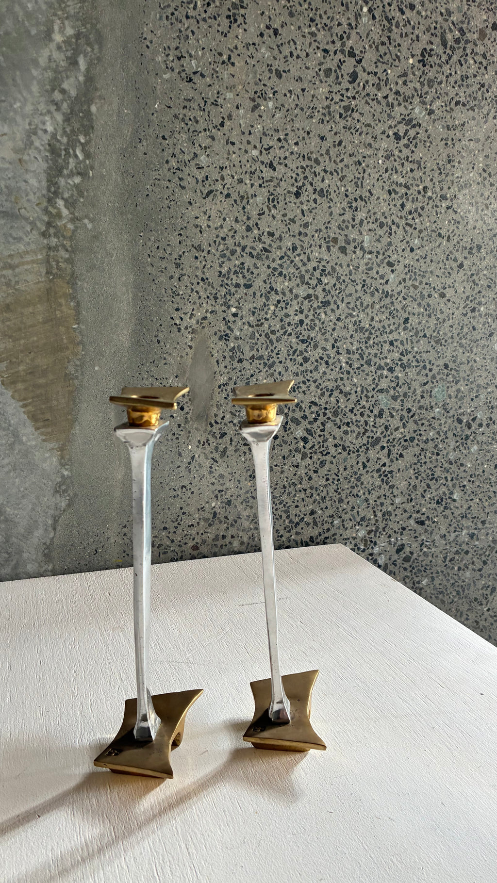 BRUTALIST CANDLESTICKS BY DAVID MARSHALL SPAIN 1970s