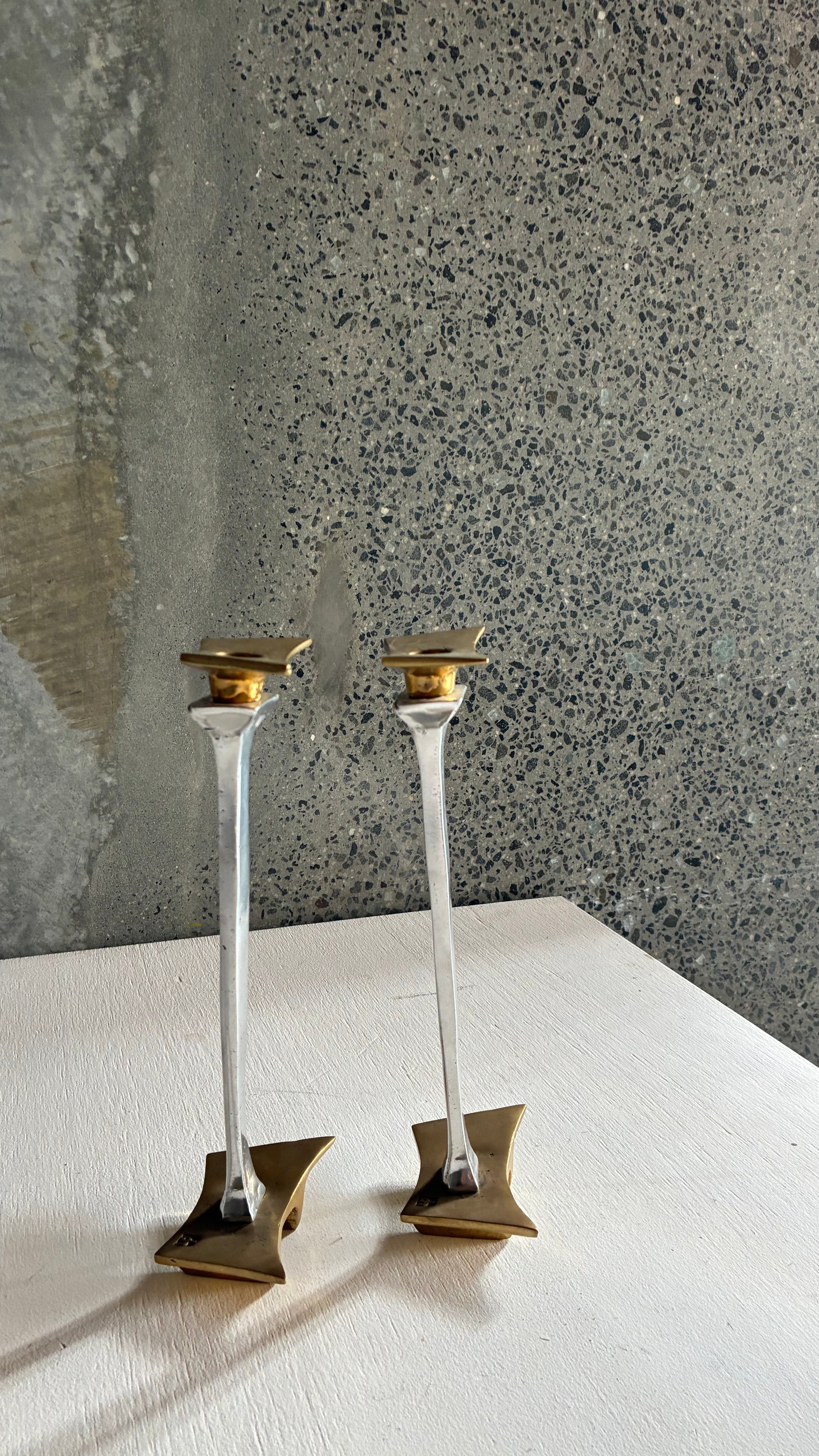 BRUTALIST CANDLESTICKS BY DAVID MARSHALL SPAIN 1970s