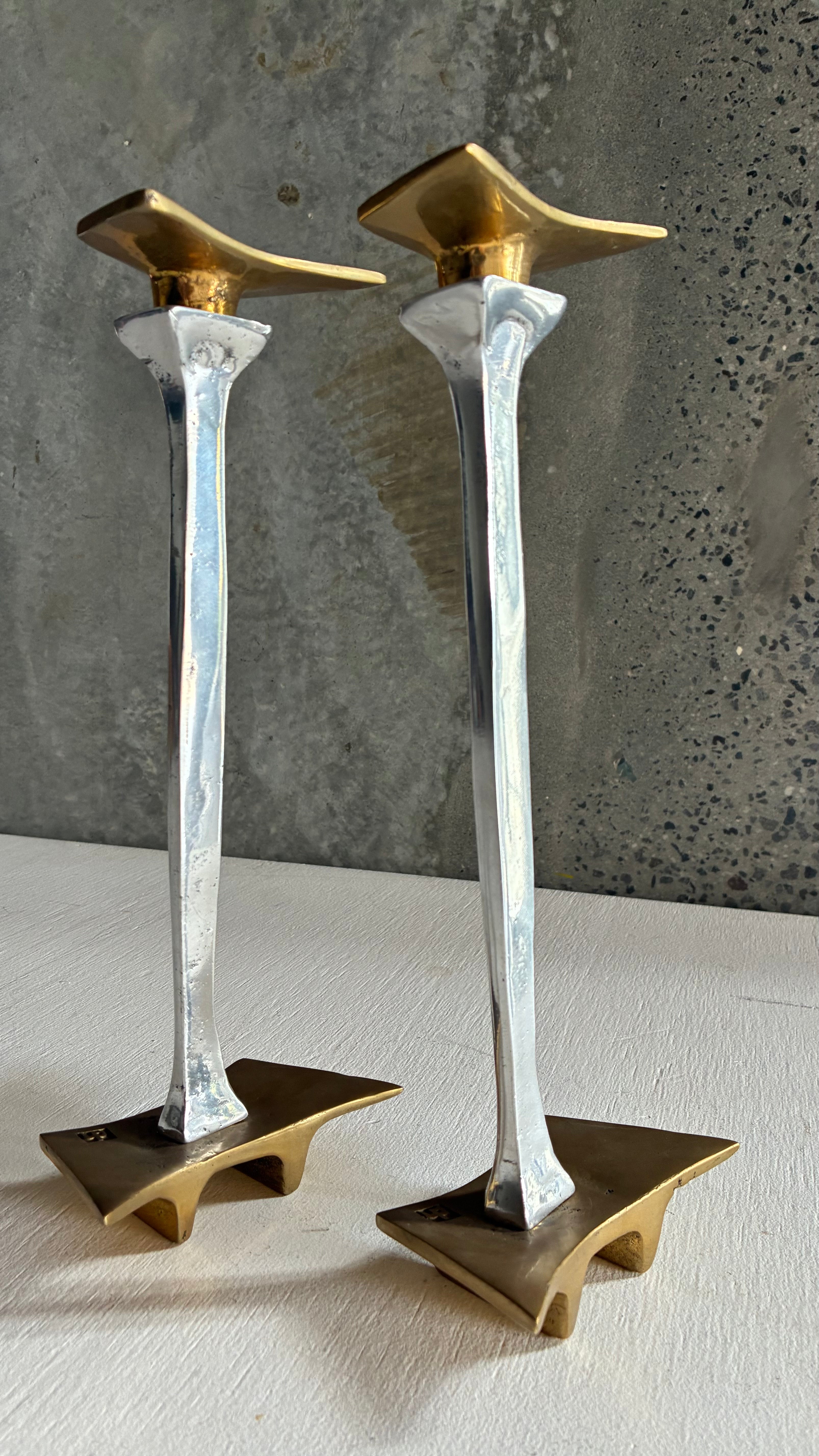 BRUTALIST CANDLESTICKS BY DAVID MARSHALL SPAIN 1970s