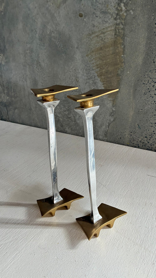 BRUTALIST CANDLESTICKS BY DAVID MARSHALL SPAIN 1970s