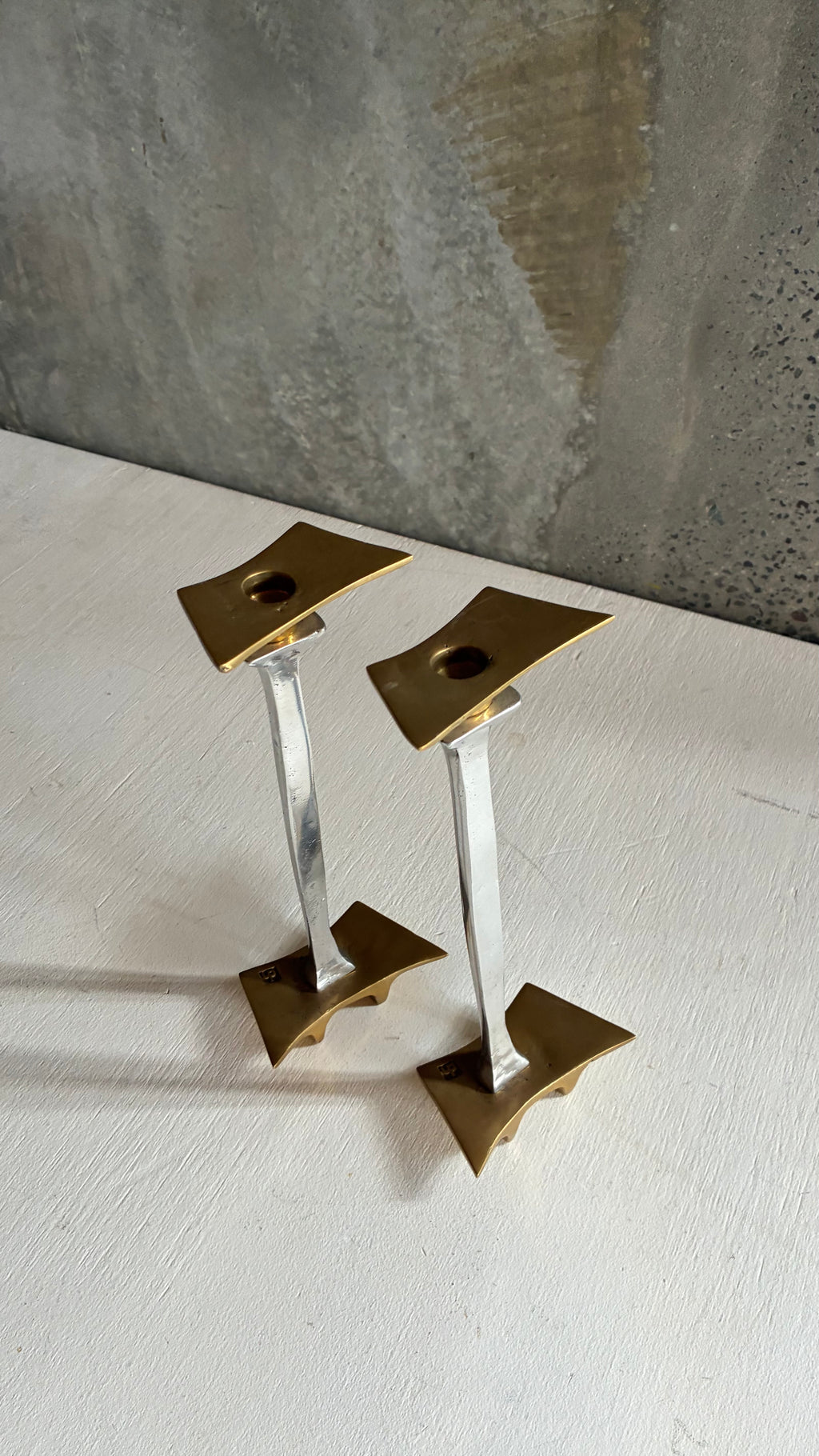 BRUTALIST CANDLESTICKS BY DAVID MARSHALL SPAIN 1970s