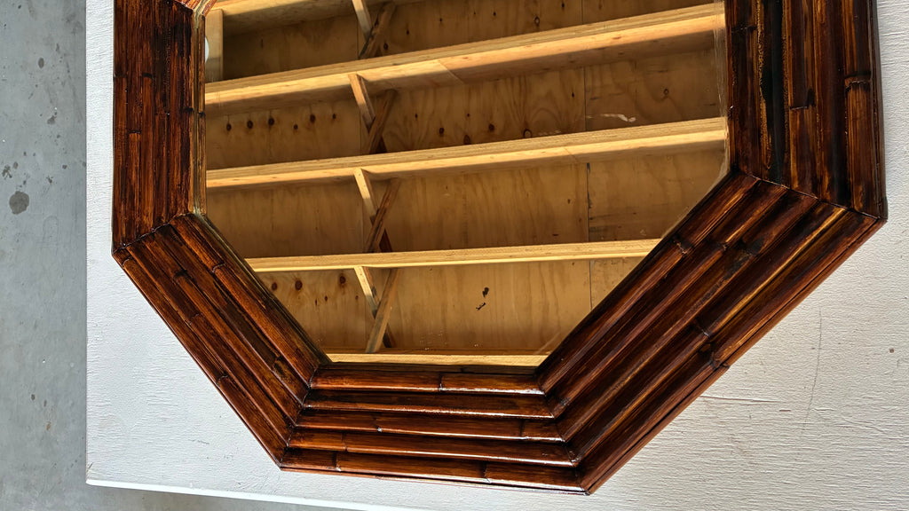 Vintage Octagonal Bamboo Mirror