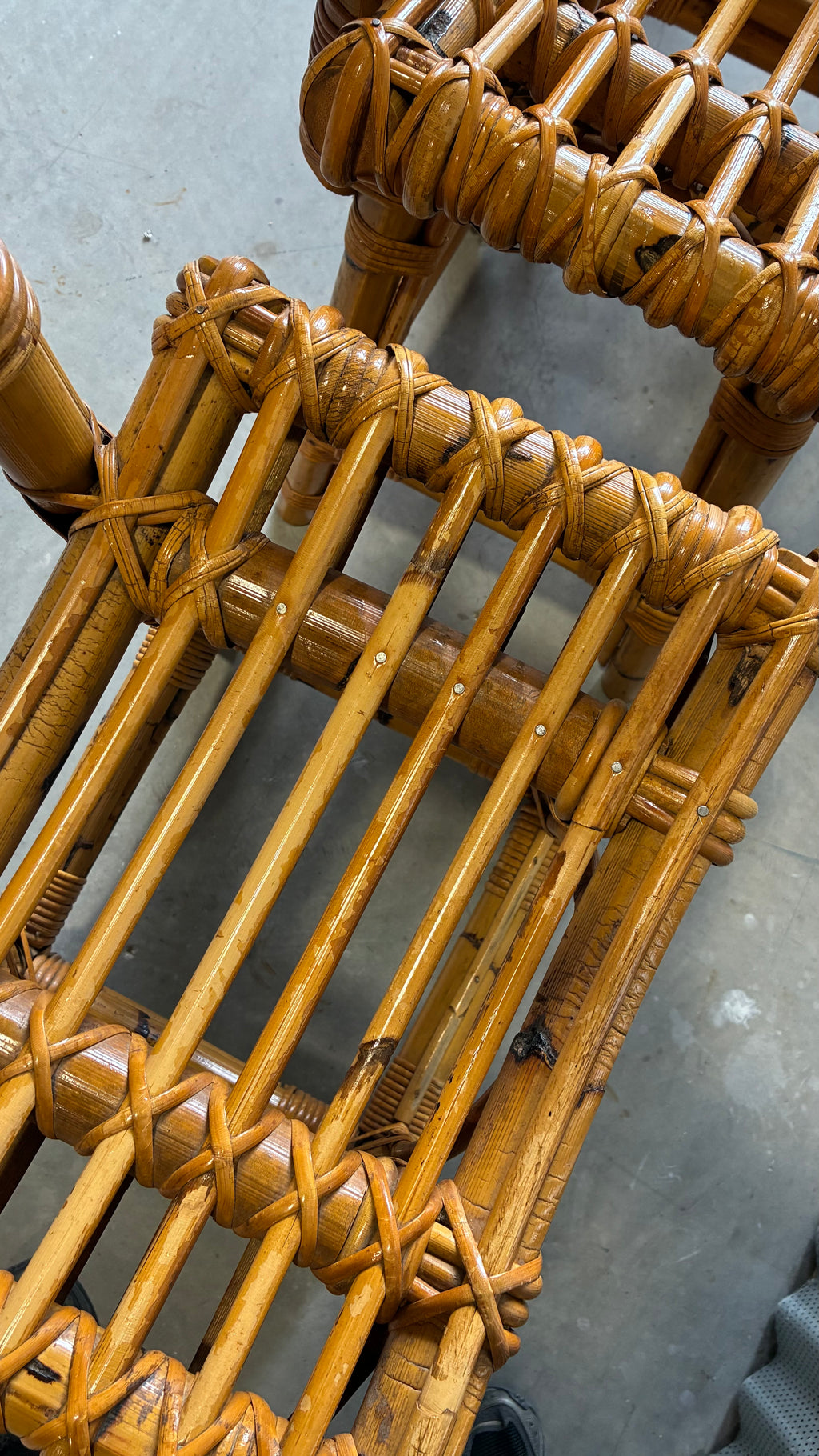 MID CENTURY BAMBOO BAR STOOLS (SET OF 3)