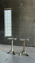 Pair of Italian Brass Pedestal Bar Stools 1970s