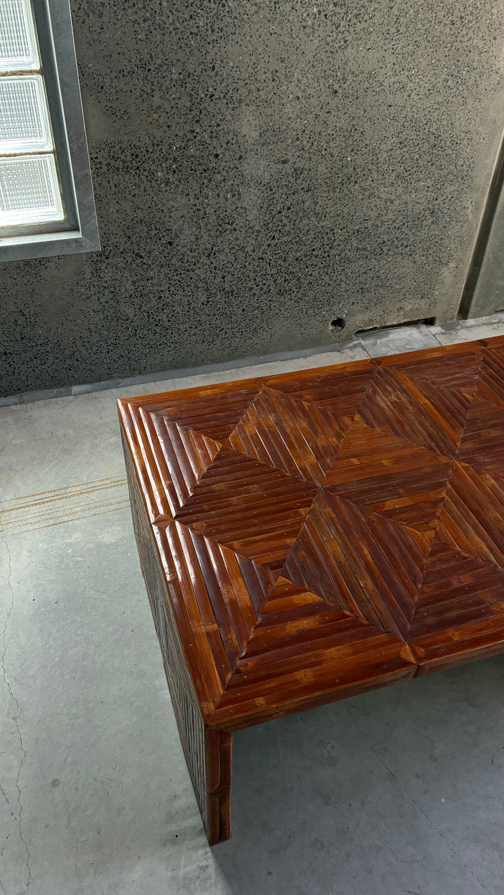 Italian Geometric Bamboo Coffee Table 1970s