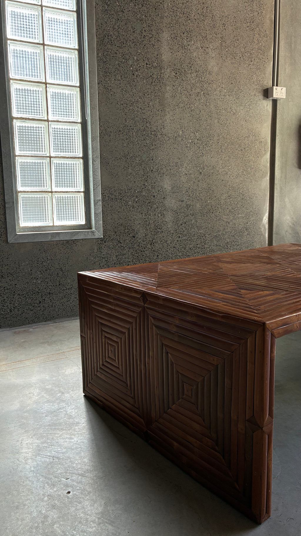 Italian Geometric Bamboo Coffee Table 1970s