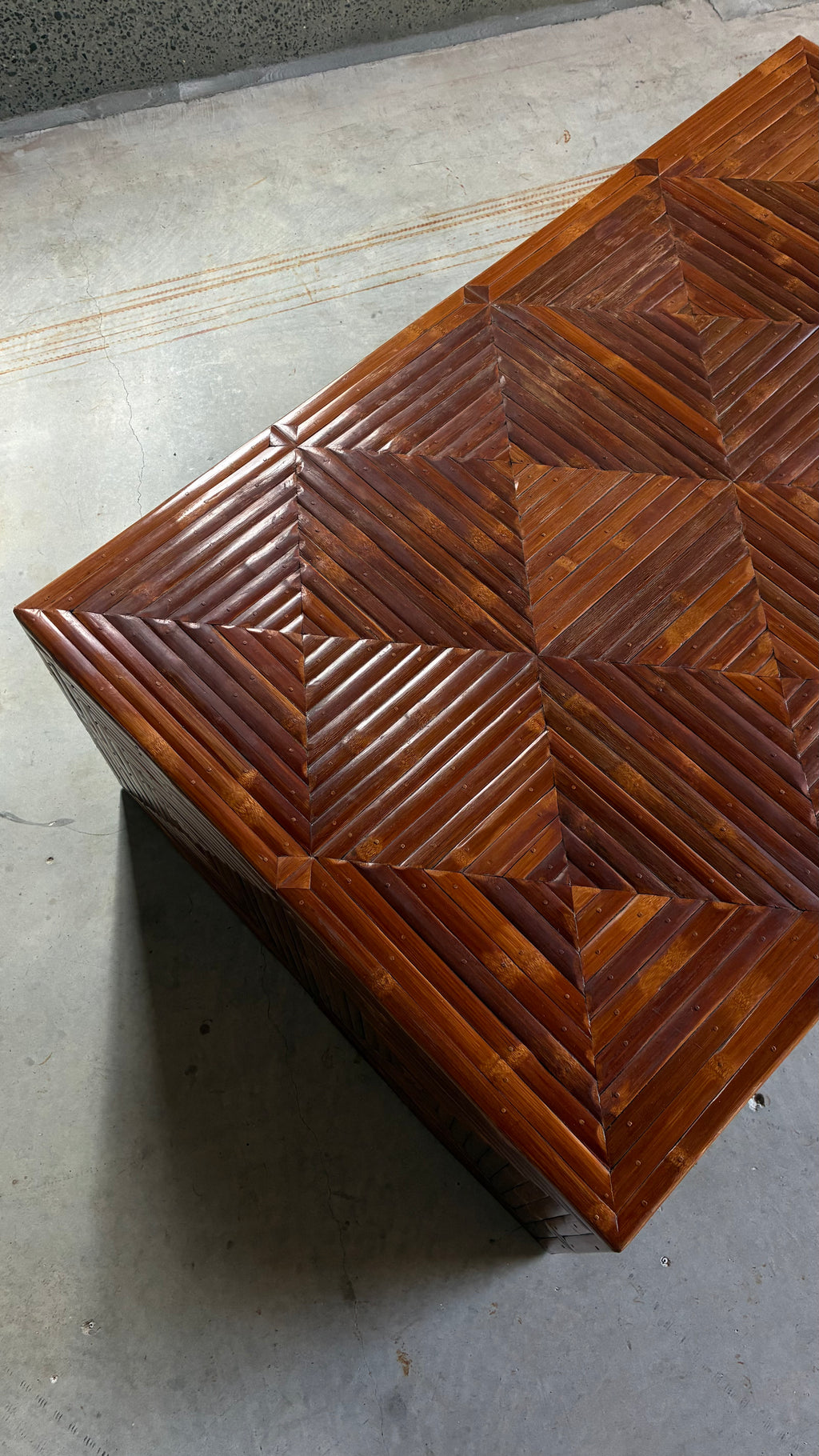 Italian Geometric Bamboo Coffee Table 1970s