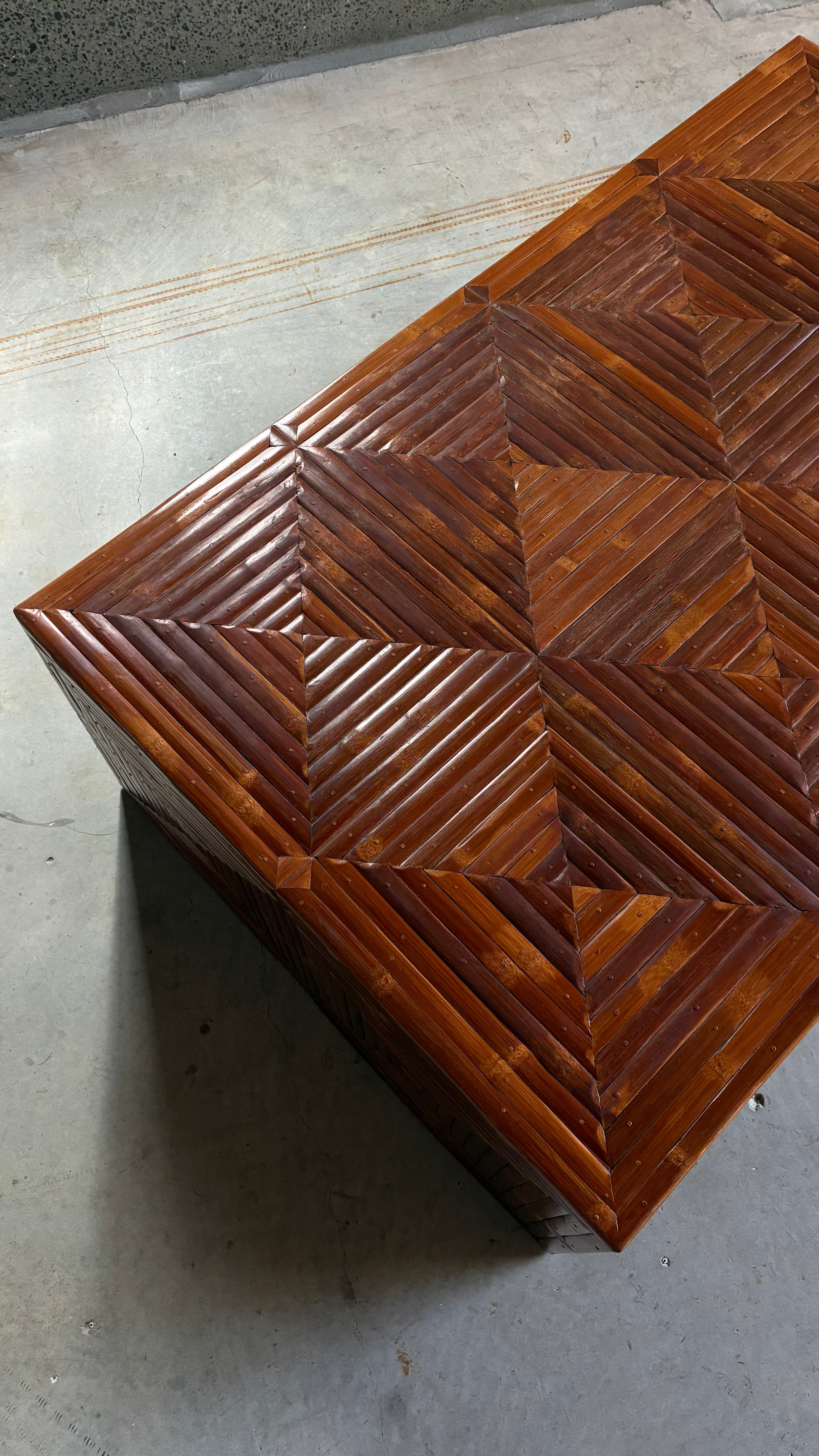 Italian Geometric Bamboo Coffee Table 1970s