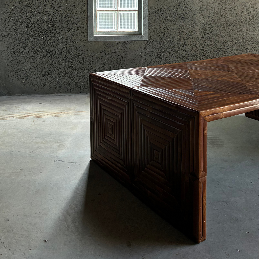 Italian Geometric Bamboo Coffee Table 1970s