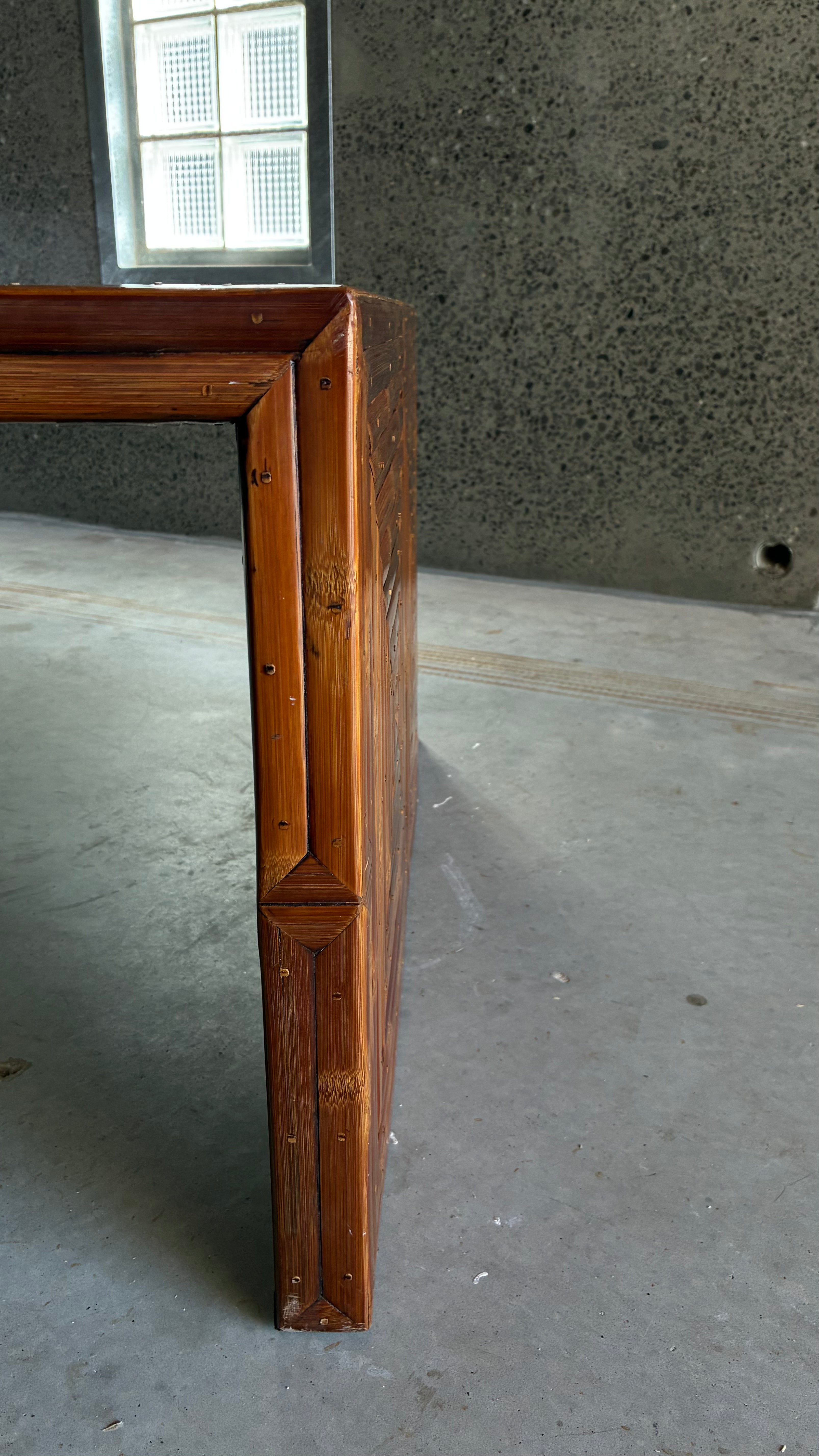 Italian Geometric Bamboo Coffee Table 1970s