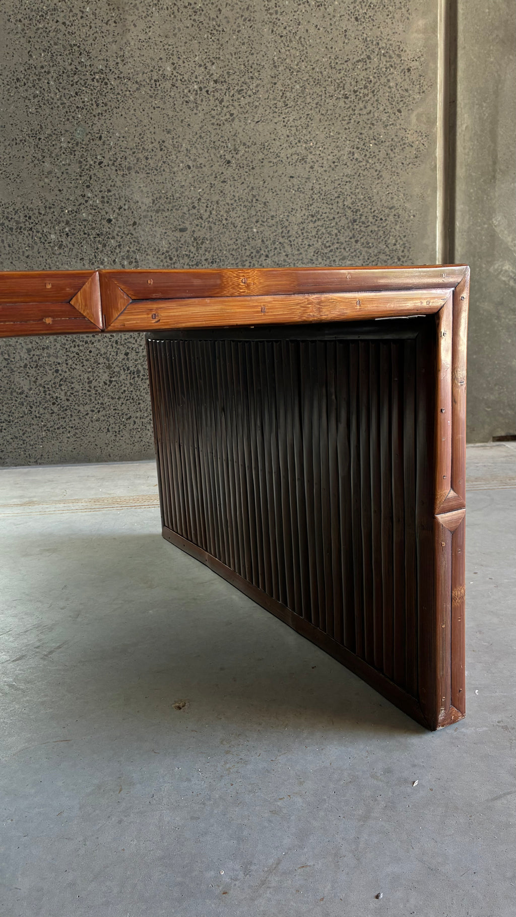 Italian Geometric Bamboo Coffee Table 1970s