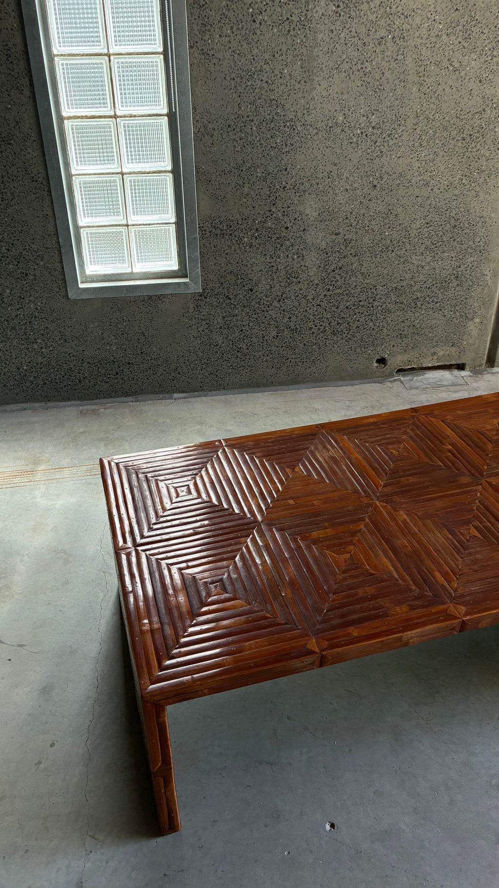 Italian Geometric Bamboo Coffee Table 1970s