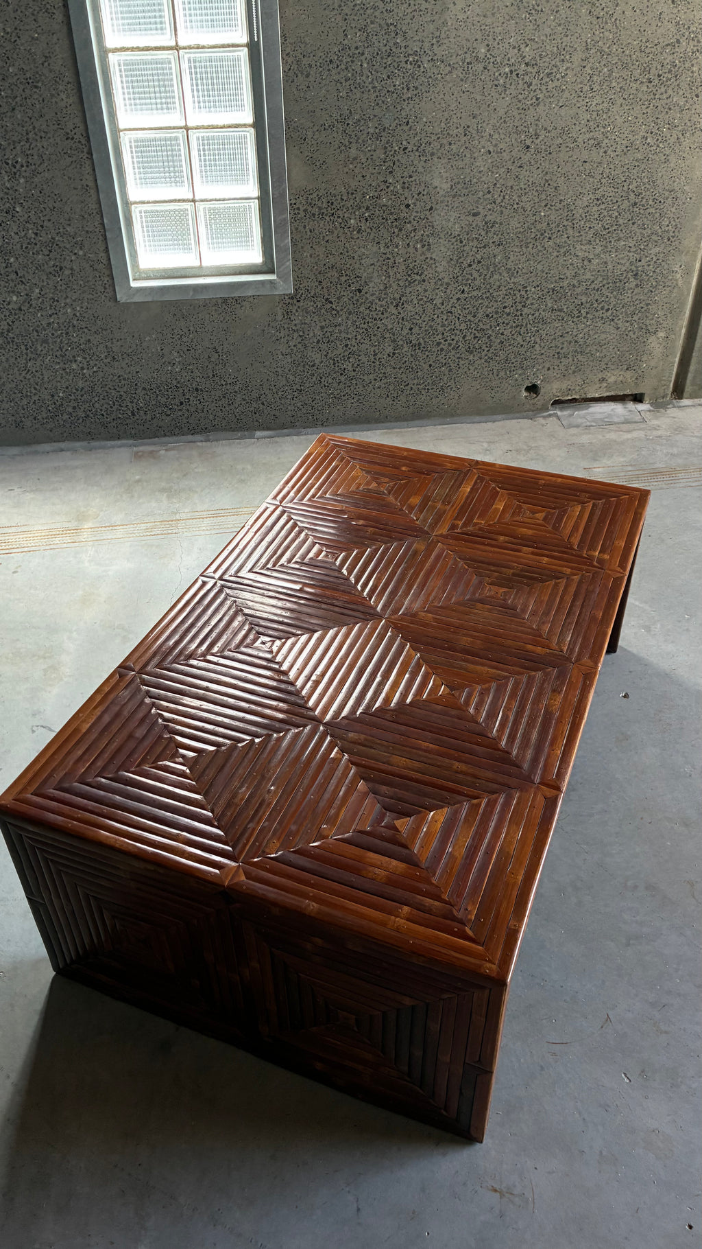 Italian Geometric Bamboo Coffee Table 1970s