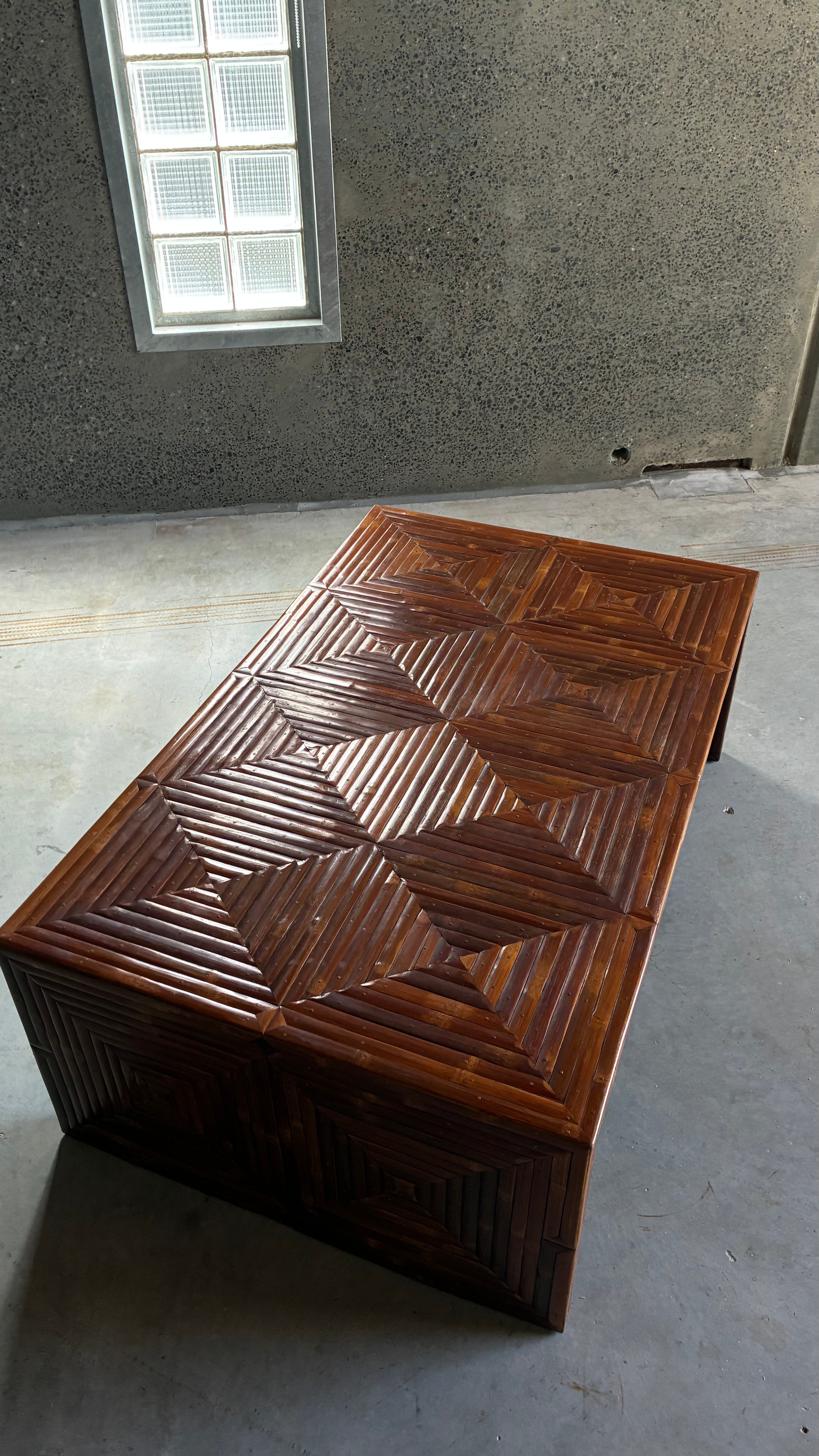 Italian Geometric Bamboo Coffee Table 1970s