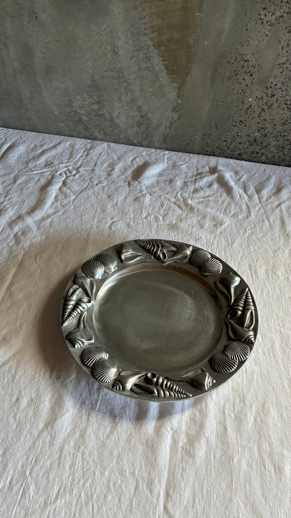 Mariposa Pewter Seashell Serving Tray, Mexico 1990s