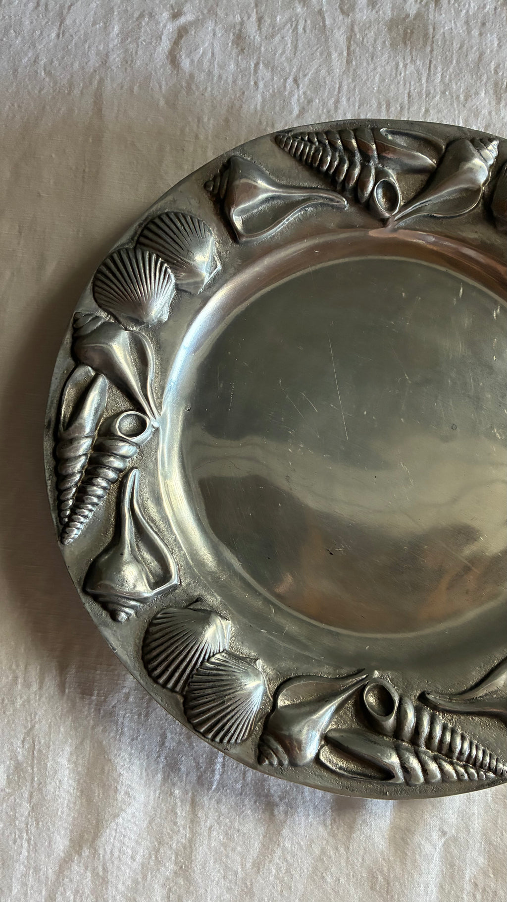Mariposa Pewter Seashell Serving Tray, Mexico 1990s
