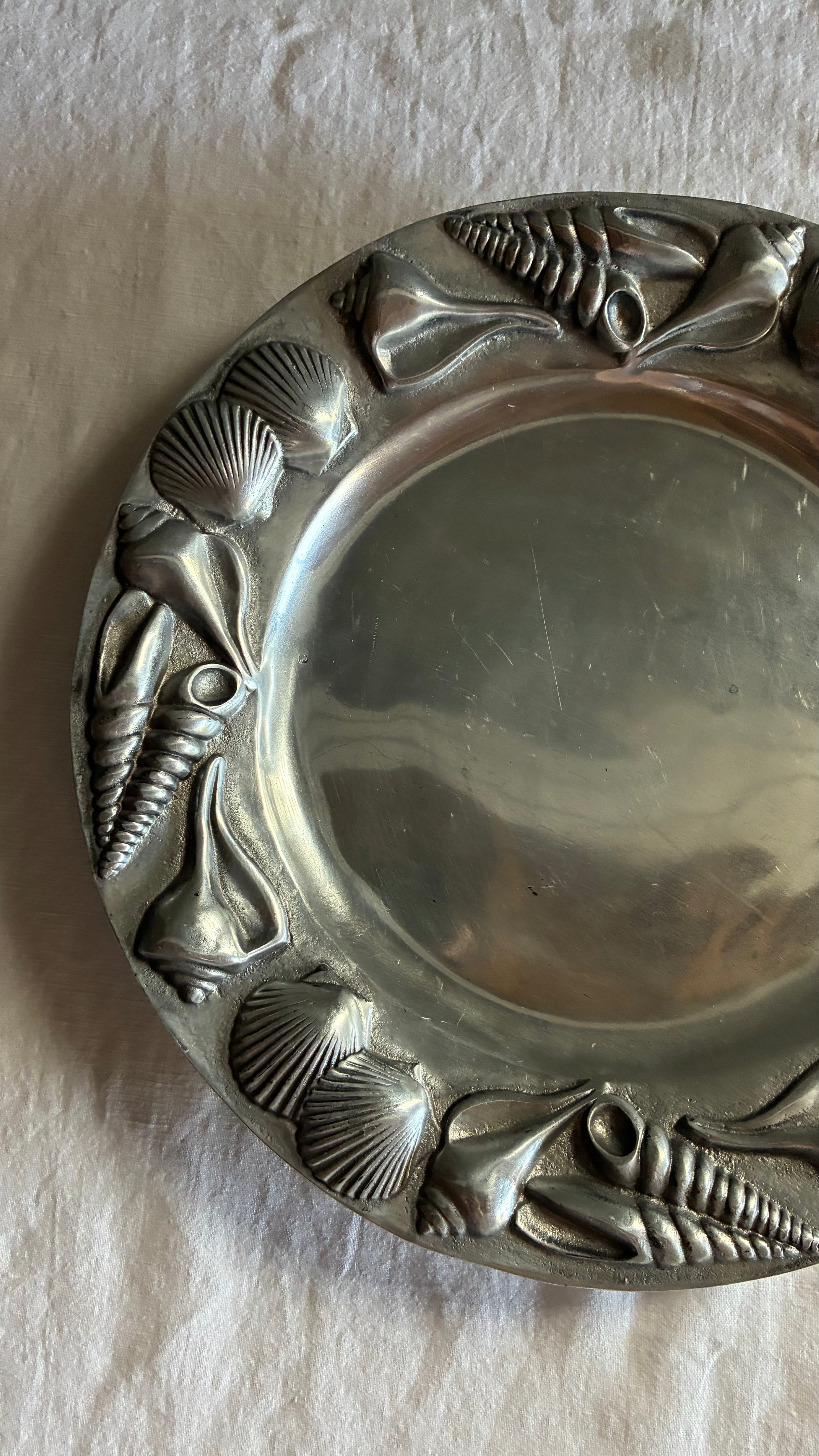 Mariposa Pewter Seashell Serving Tray, Mexico 1990s