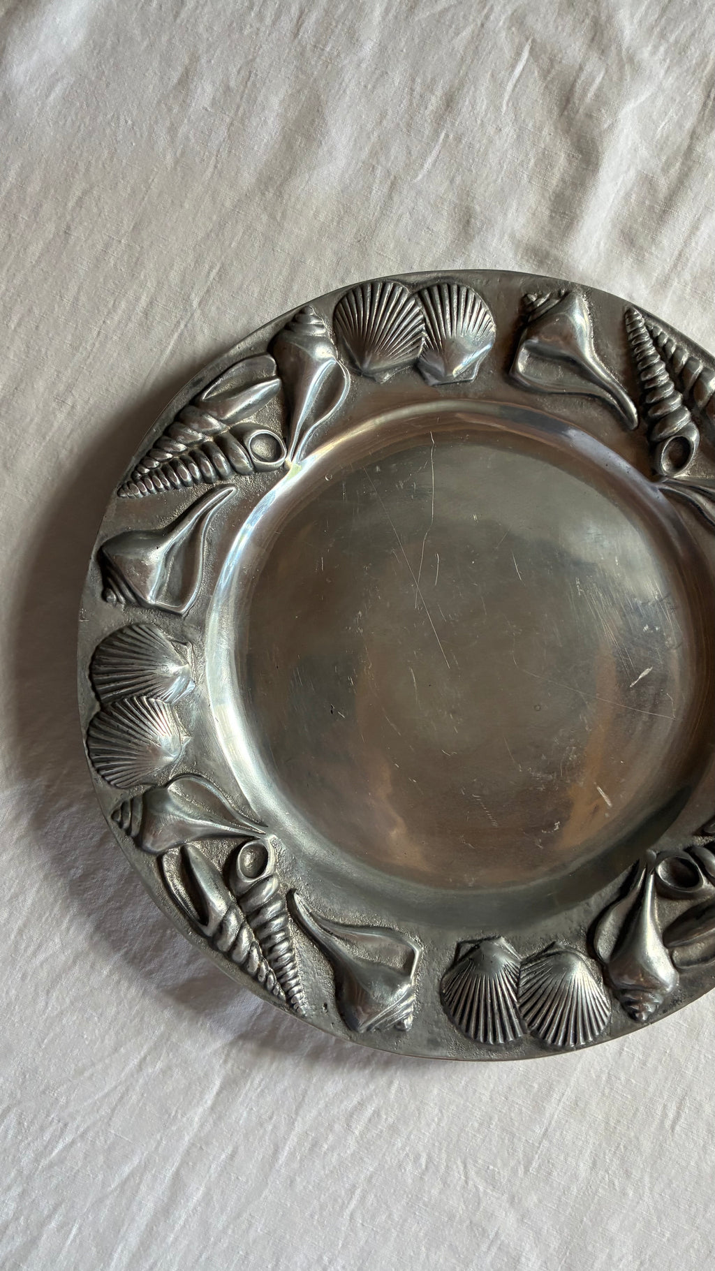 Mariposa Pewter Seashell Serving Tray, Mexico 1990s