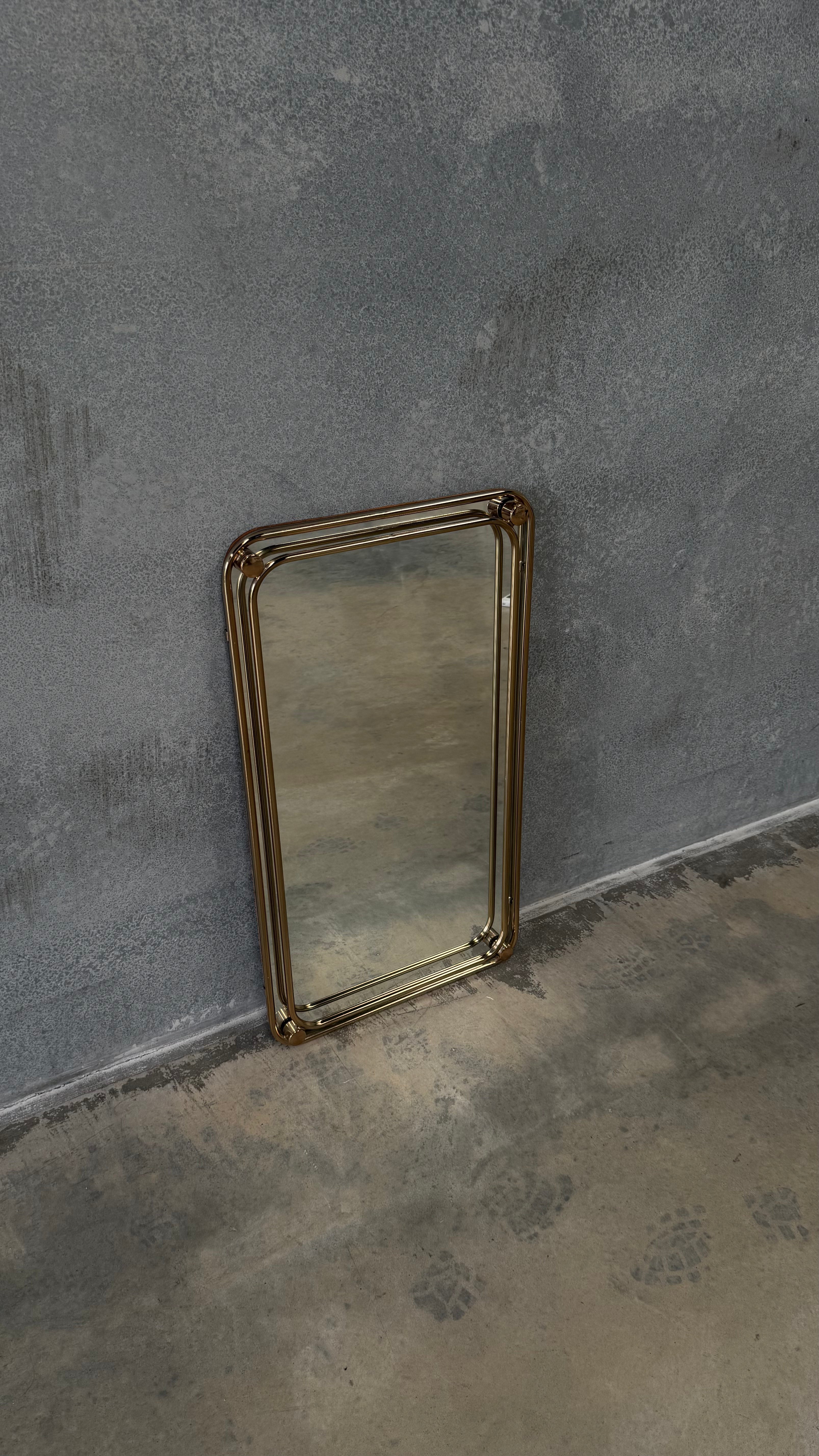 Brass Framed Wall Mirror 1970s