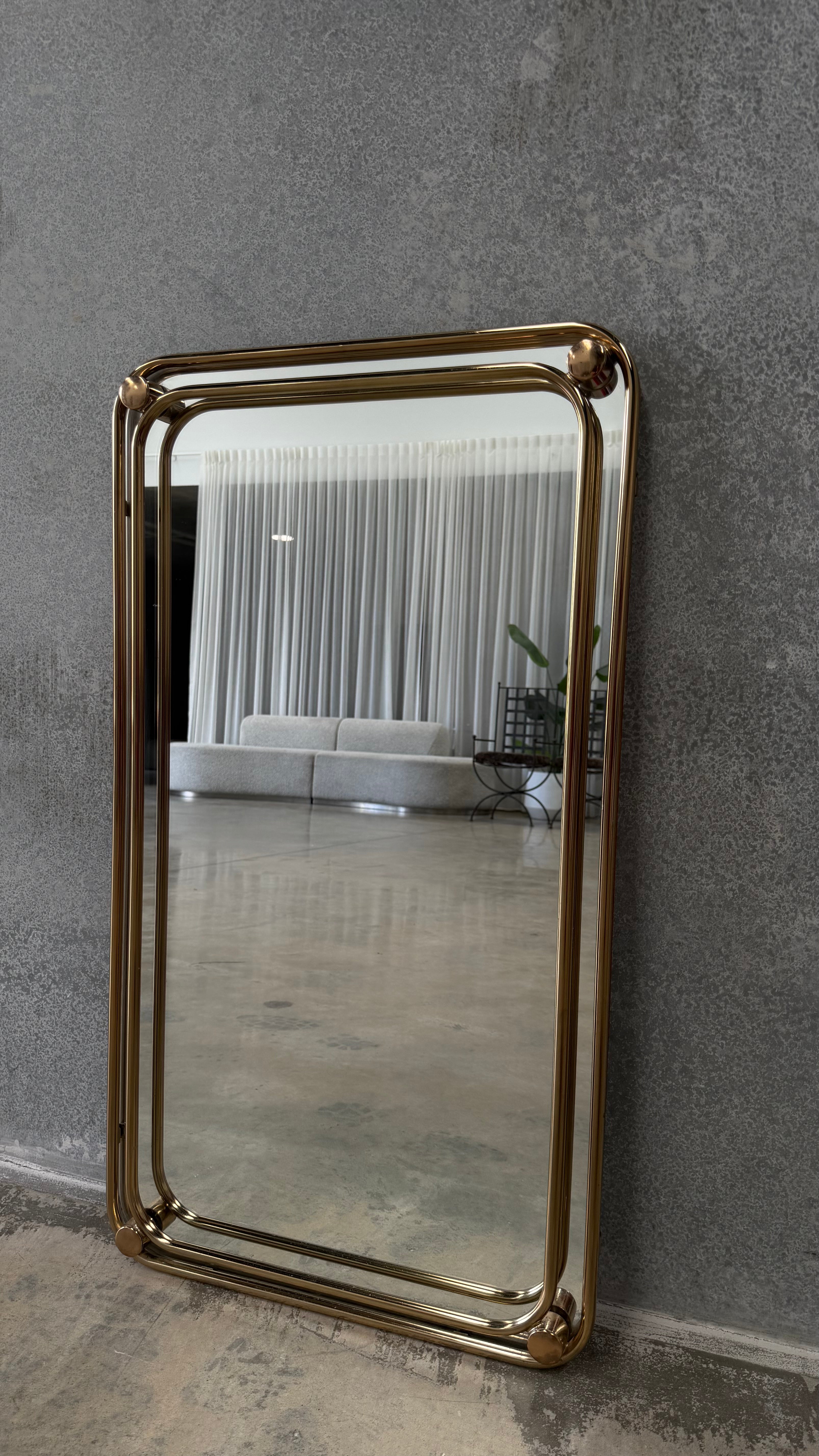 Brass Framed Wall Mirror 1970s