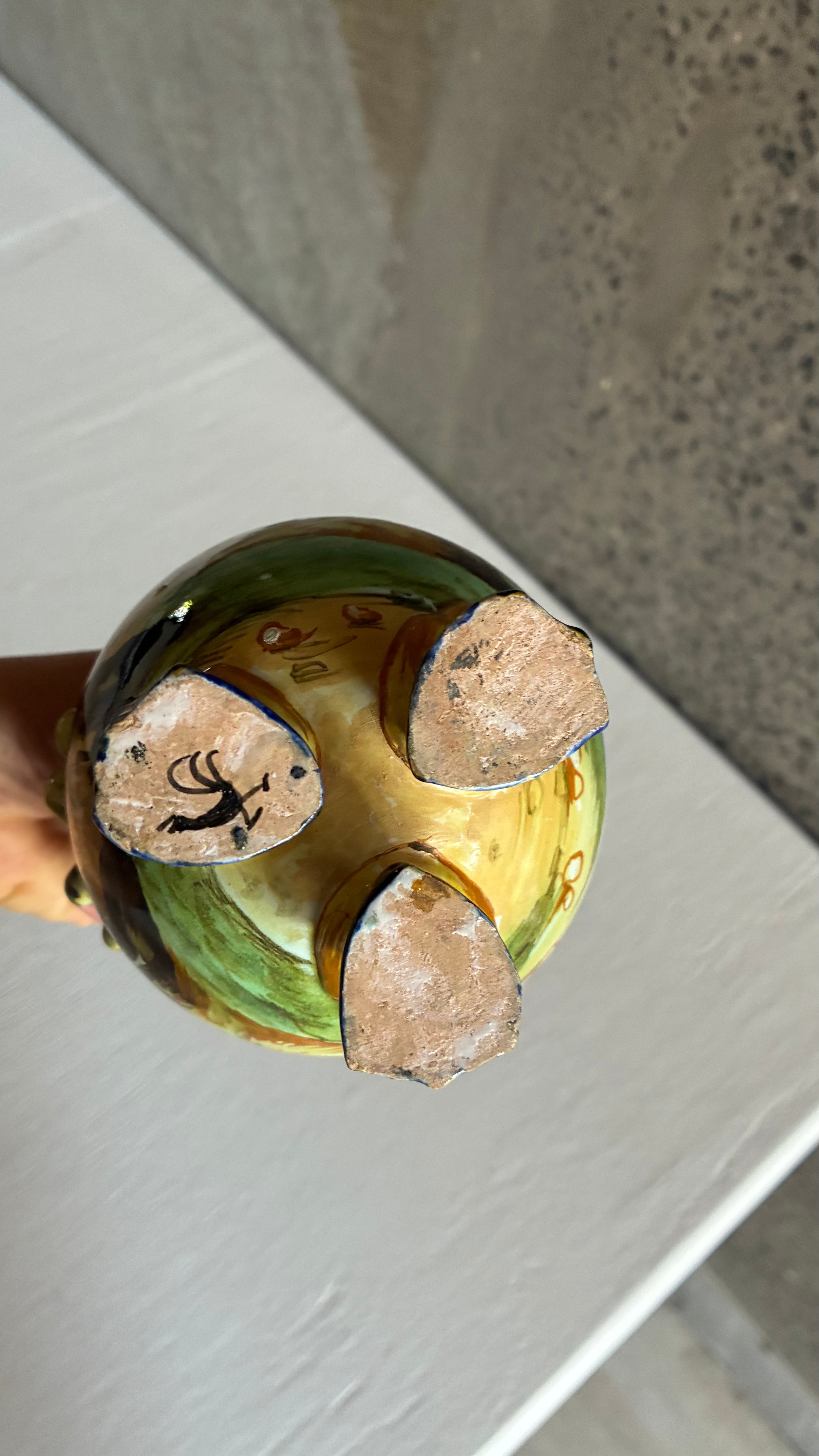 Cantagalli Majolica Serpent Handle Vase