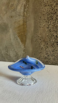 Murano Blue Glass pedestal Bowl and Fan vase