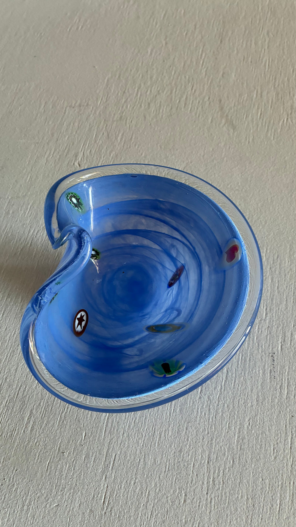 Murano Blue Glass pedestal Bowl and Fan vase