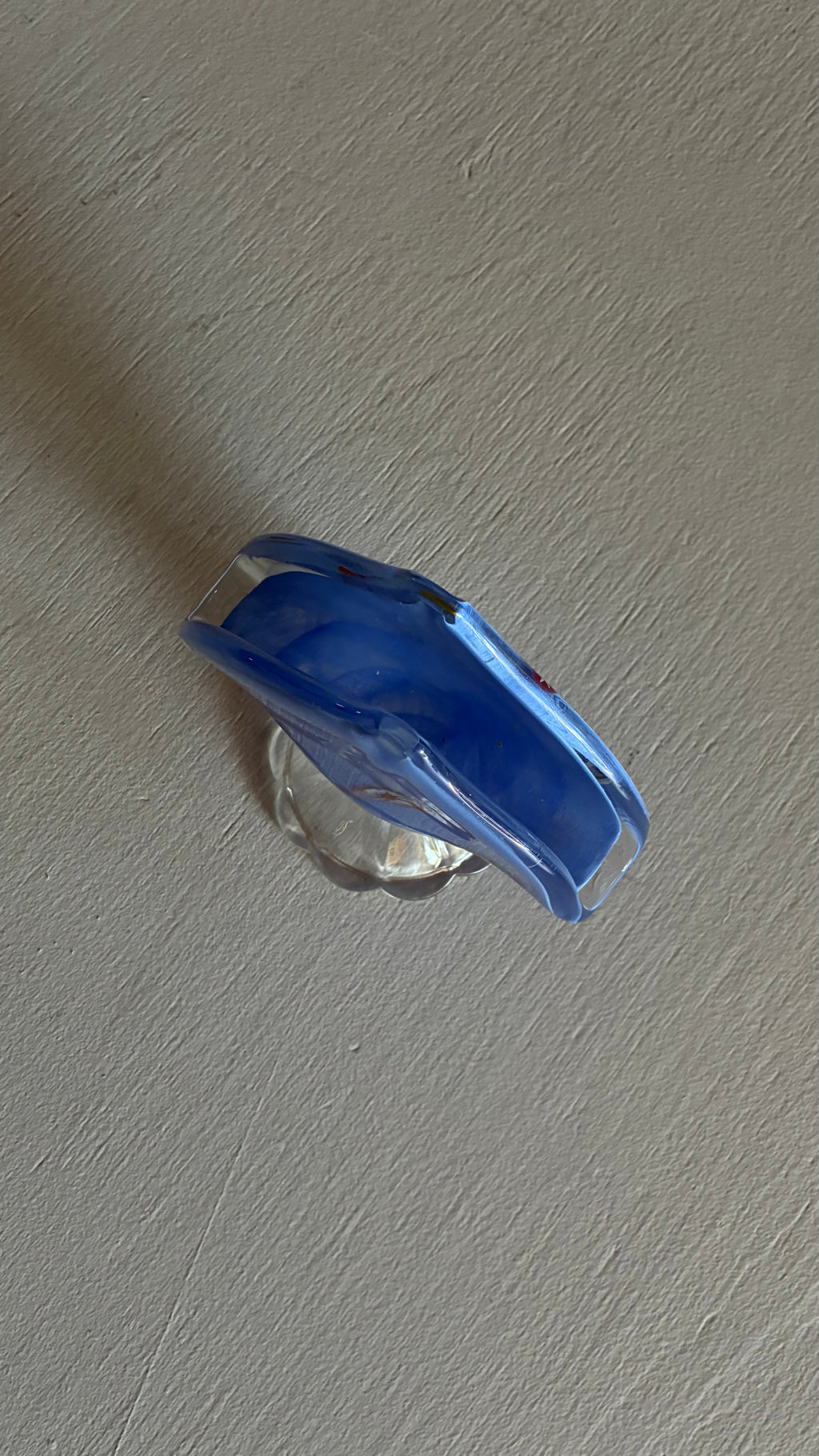 Murano Blue Glass pedestal Bowl and Fan vase