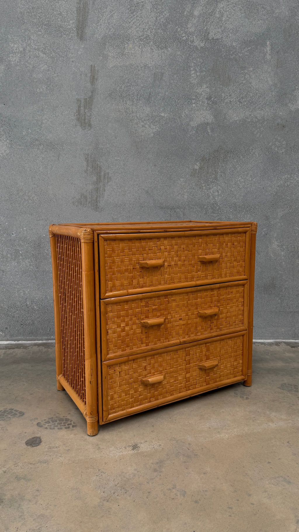 Rattan and Woven Cane Chest of Drawers
