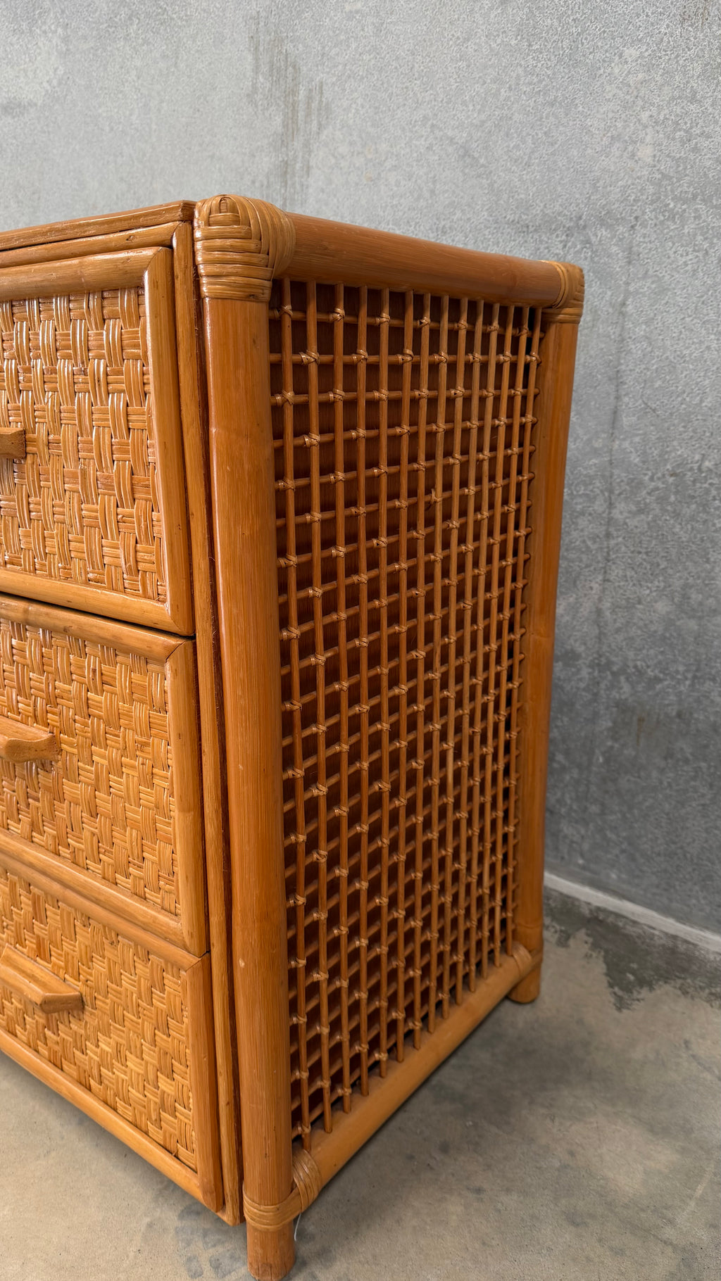 Rattan and Woven Cane Chest of Drawers