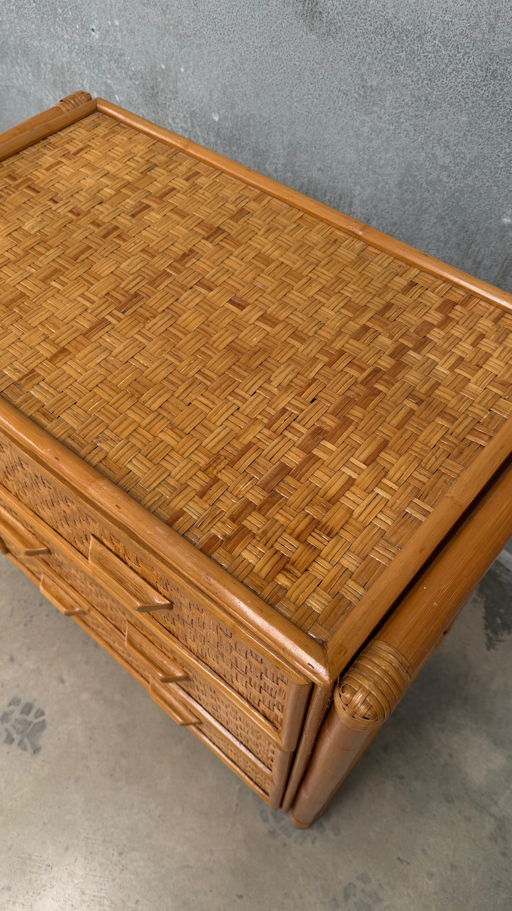 Rattan and Woven Cane Chest of Drawers