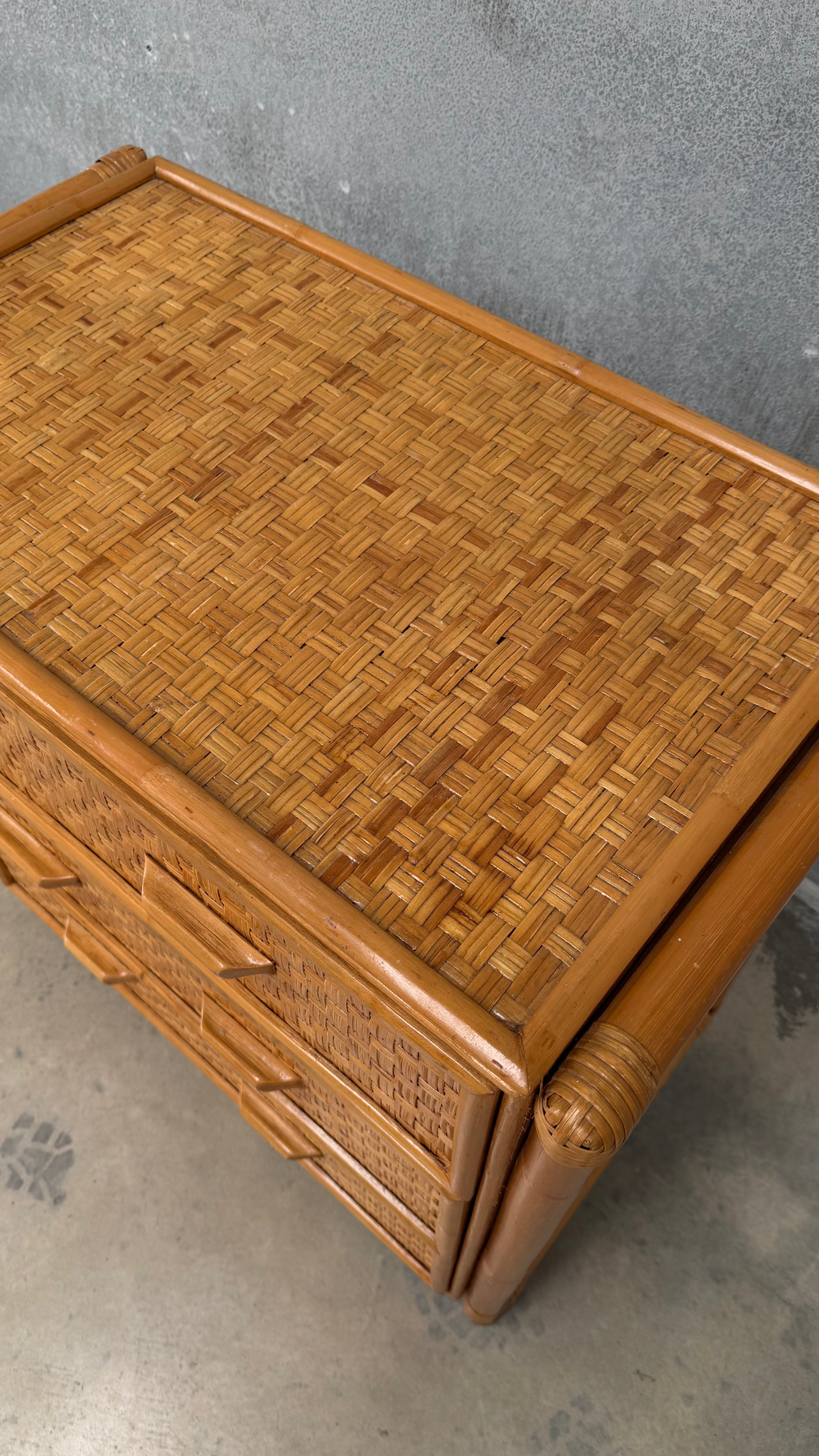 Rattan and Woven Cane Chest of Drawers