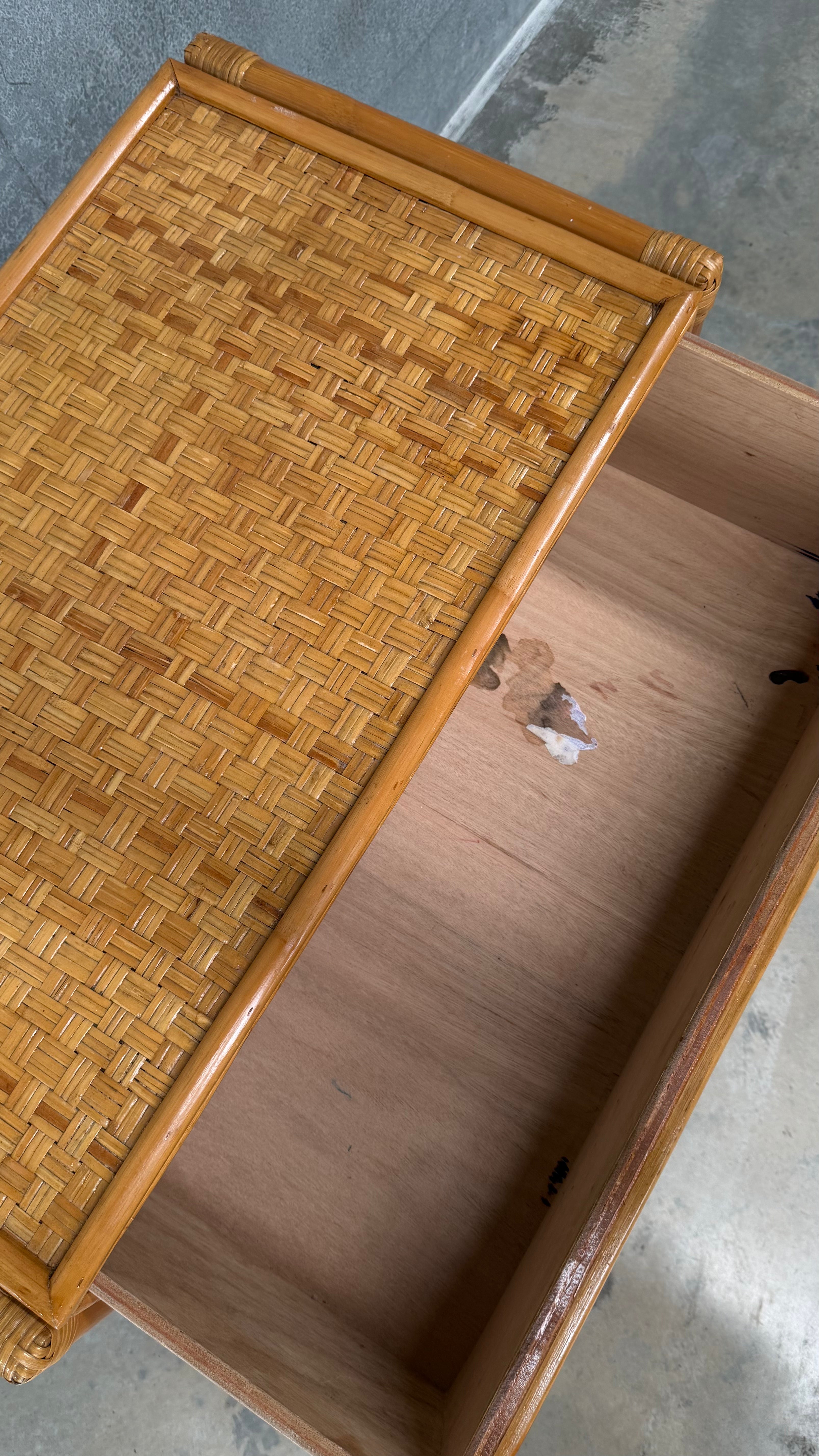 Rattan and Woven Cane Chest of Drawers