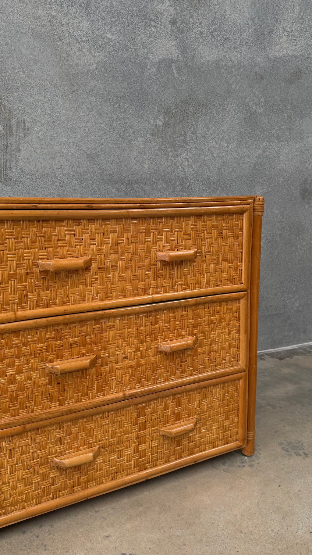 Rattan and Woven Cane Chest of Drawers