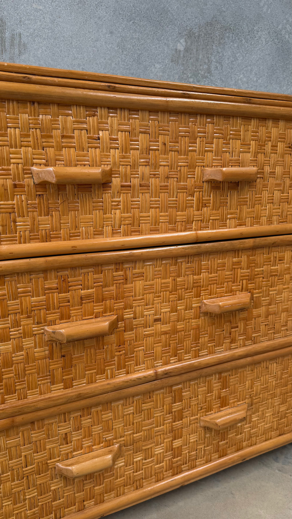 Rattan and Woven Cane Chest of Drawers