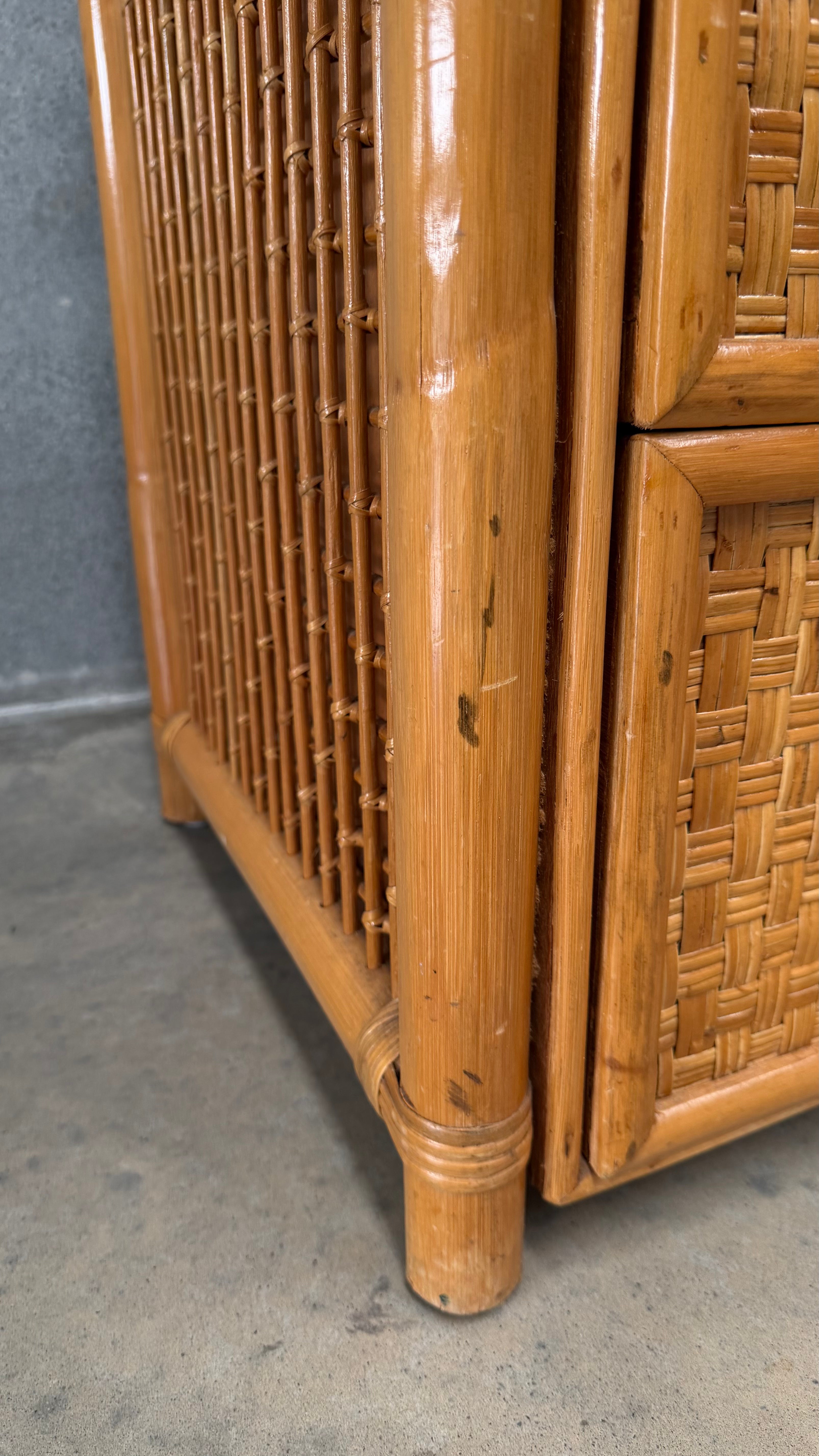 Rattan and Woven Cane Chest of Drawers
