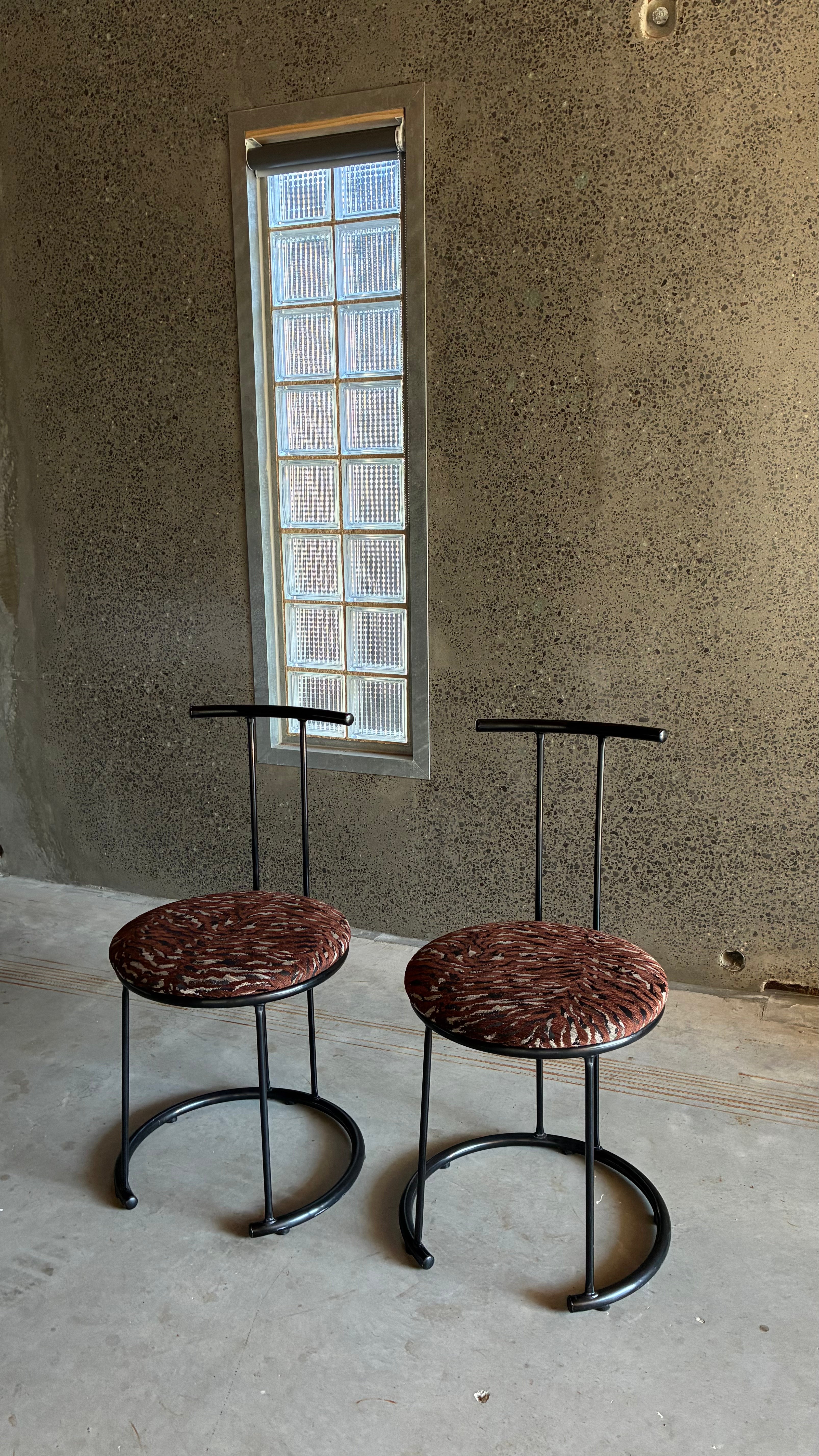Pair of Postmodern Metal Café Chairs