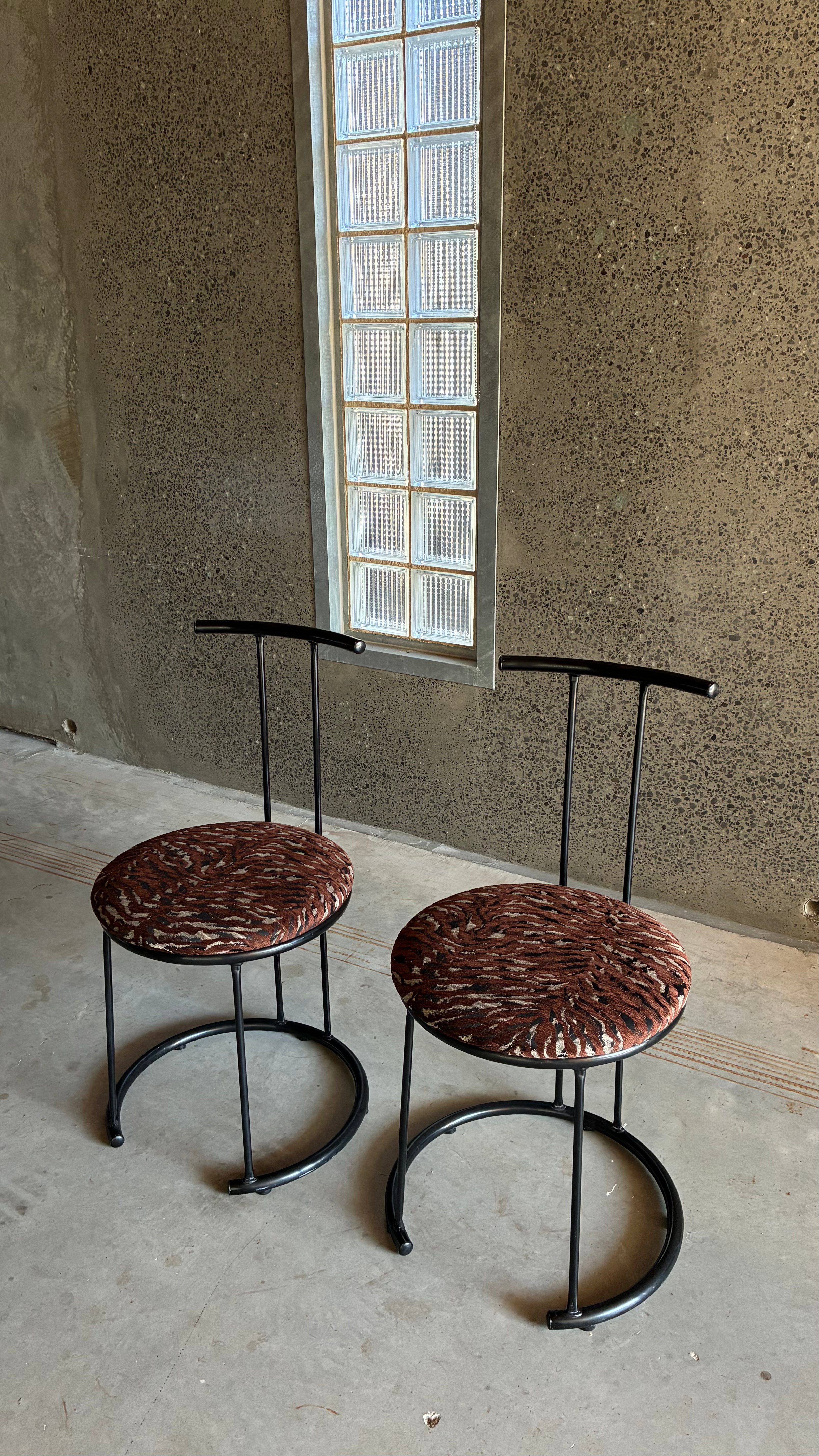 Pair of Postmodern Metal Café Chairs