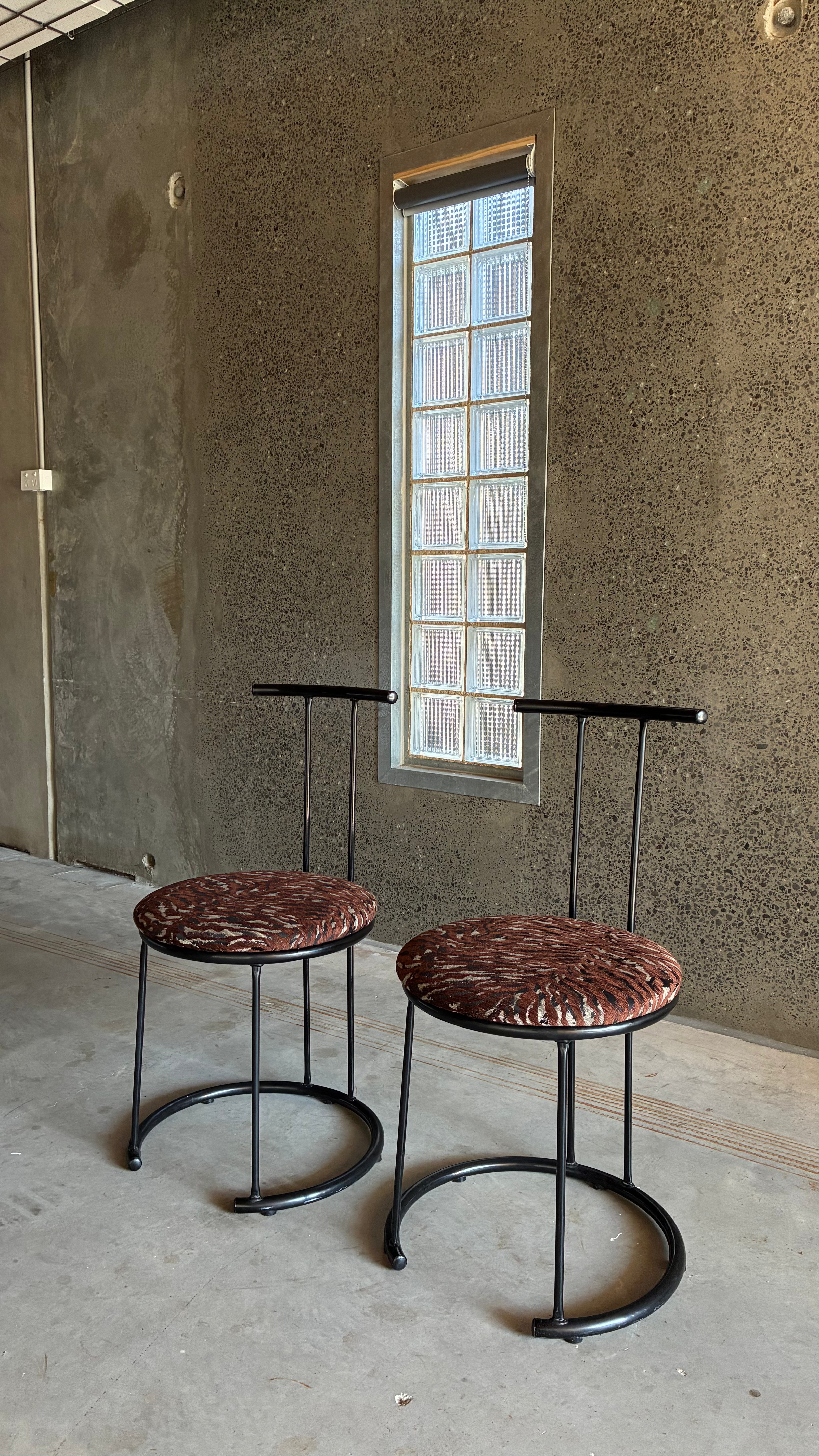 Pair of Postmodern Metal Café Chairs