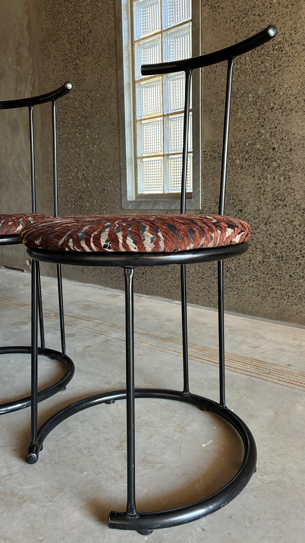 Pair of Postmodern Metal Café Chairs