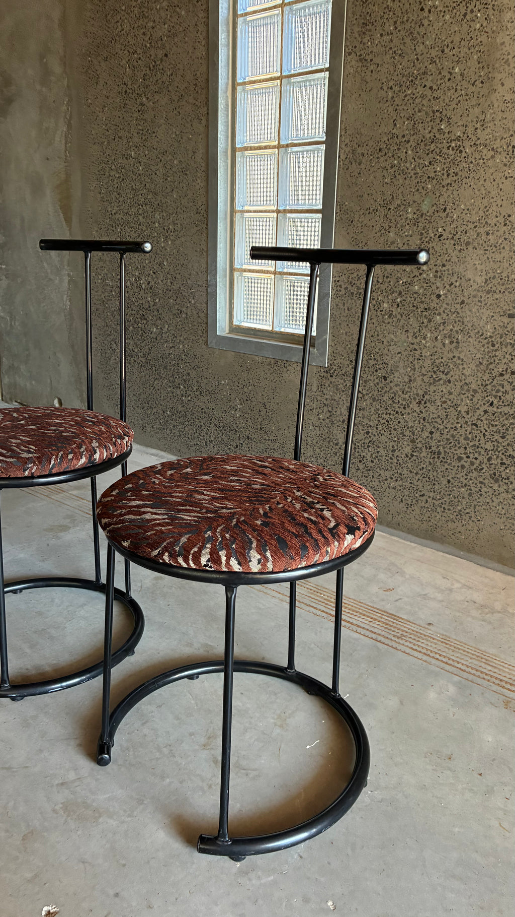 Pair of Postmodern Metal Café Chairs