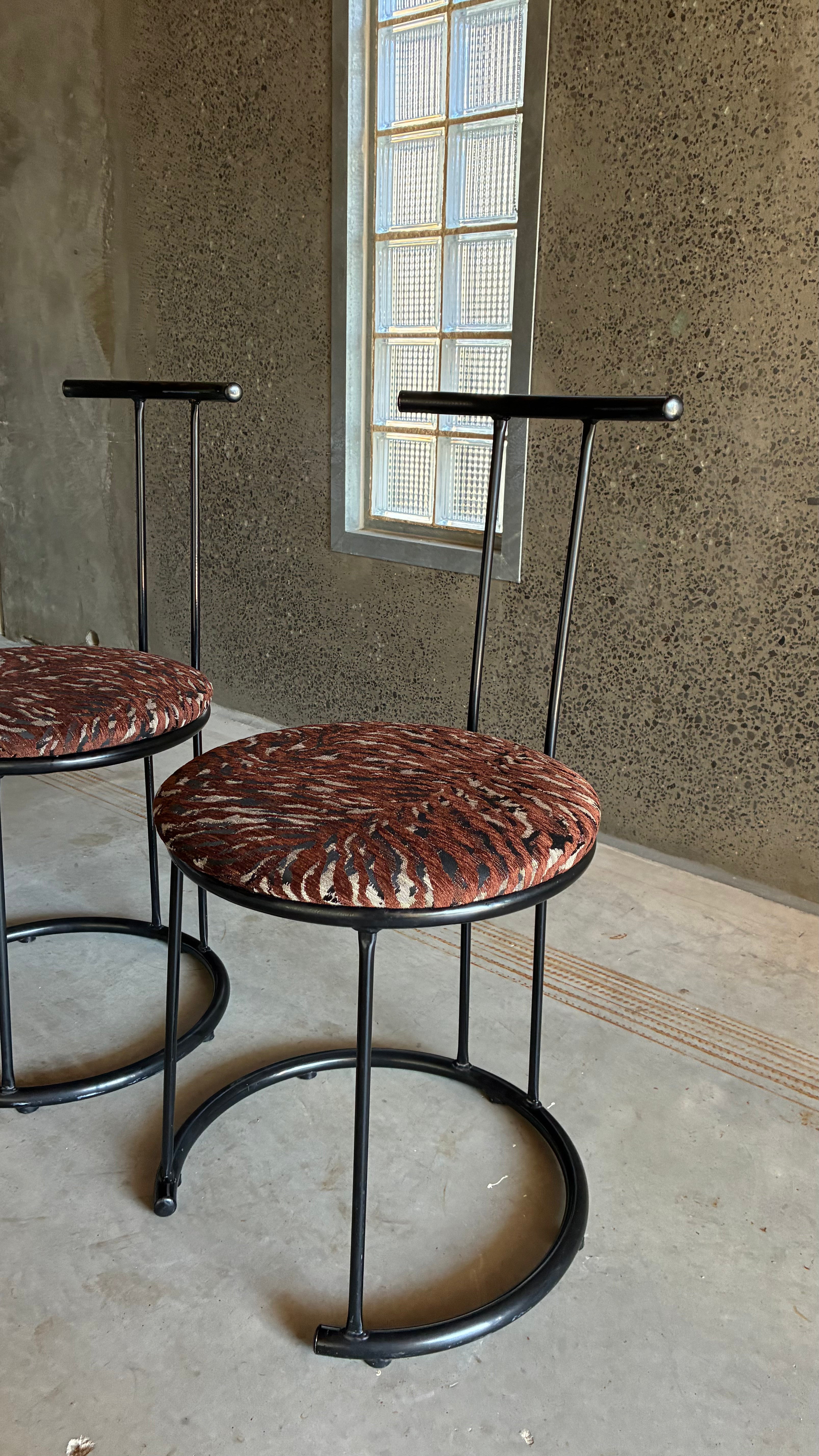 Pair of Postmodern Metal Café Chairs