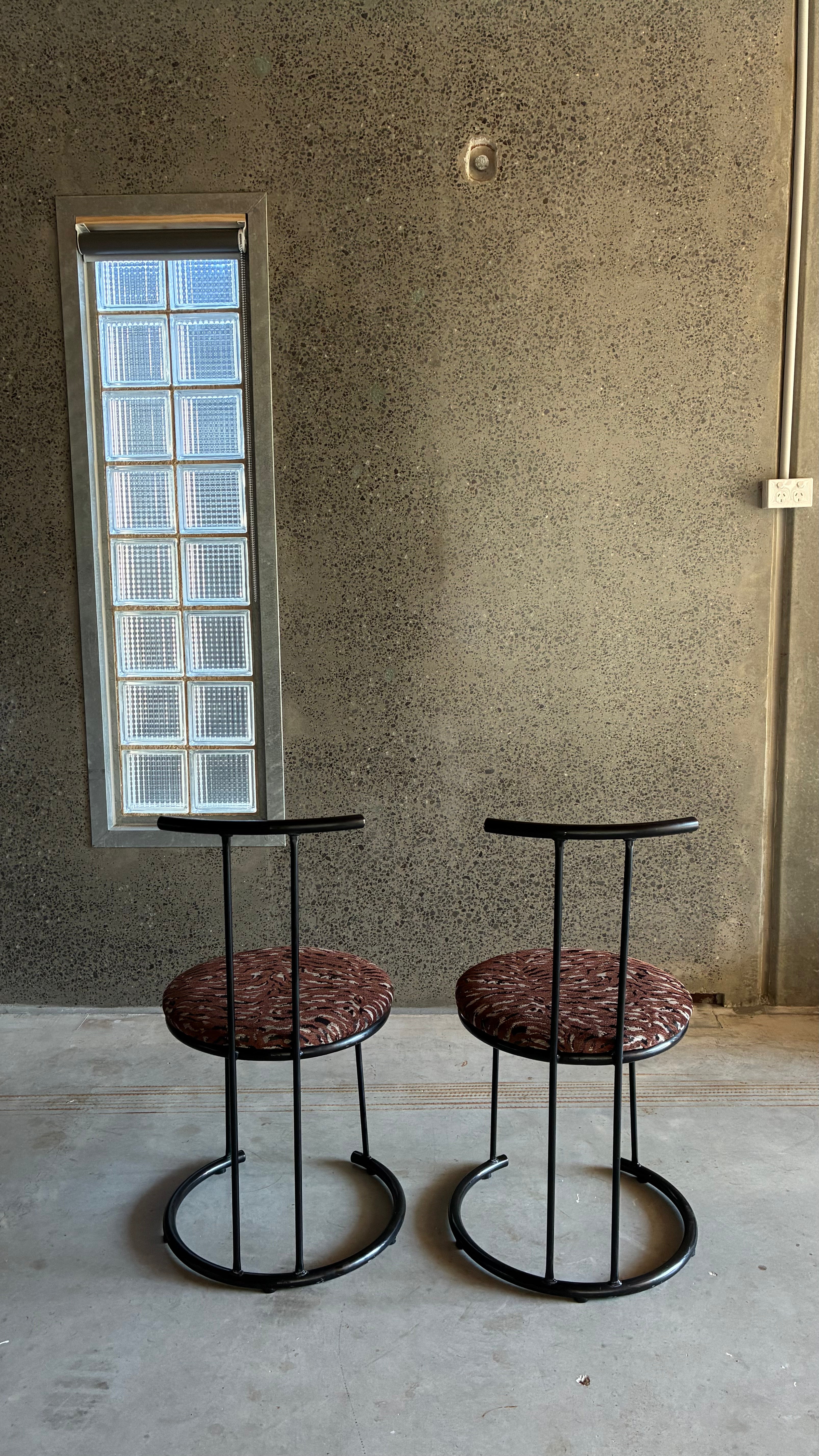Pair of Postmodern Metal Café Chairs