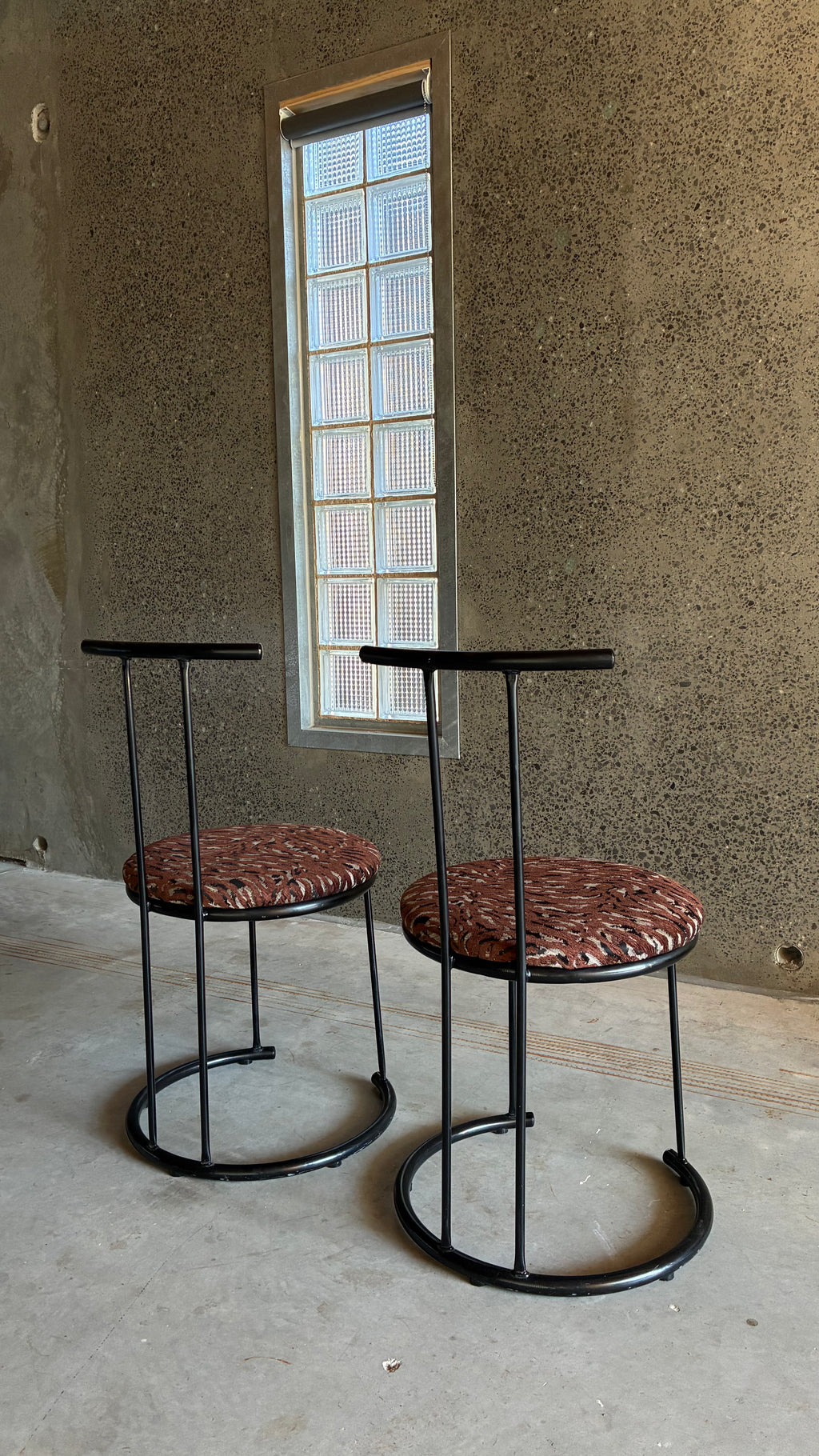 Pair of Postmodern Metal Café Chairs