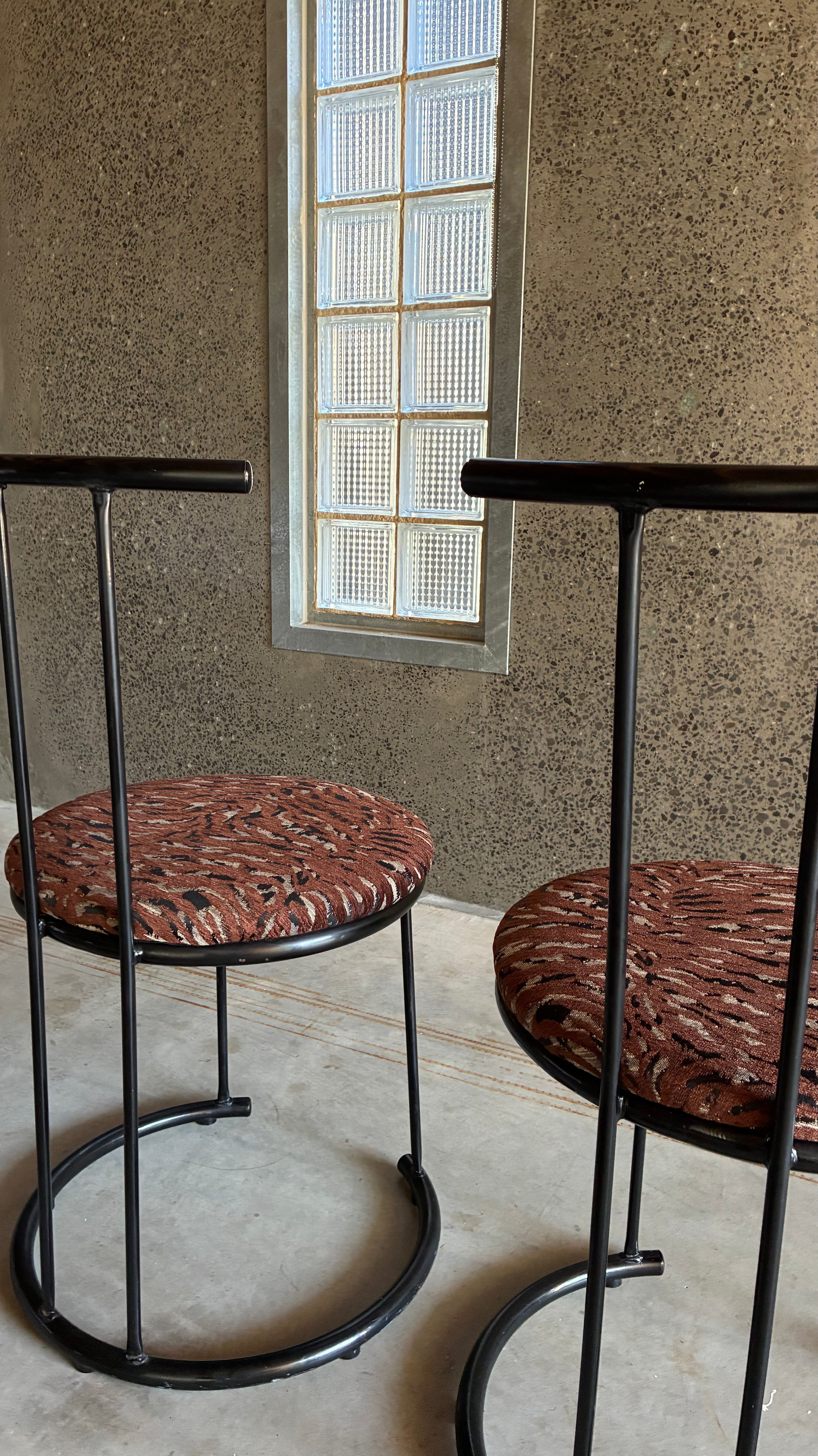 Pair of Postmodern Metal Café Chairs