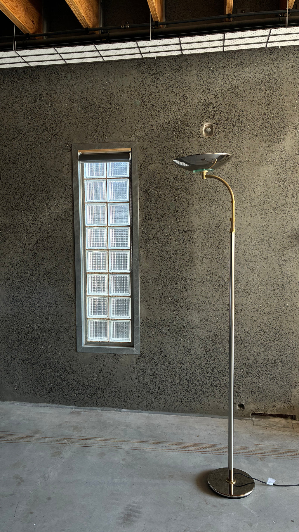 Italian Chrome and Brass Adjustable Floor Lamp, Italy 1980s