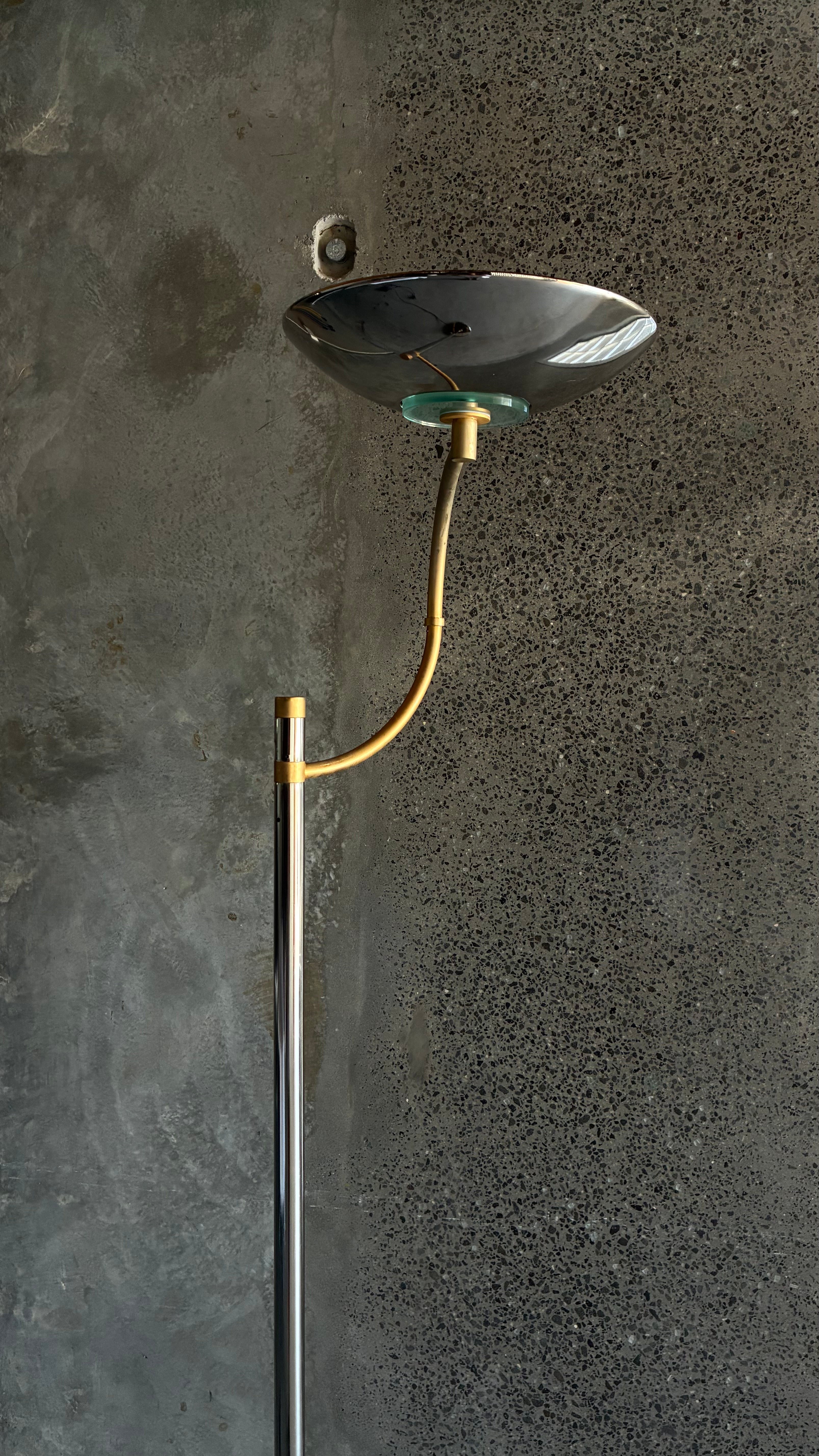 Italian Chrome and Brass Adjustable Floor Lamp, Italy 1980s